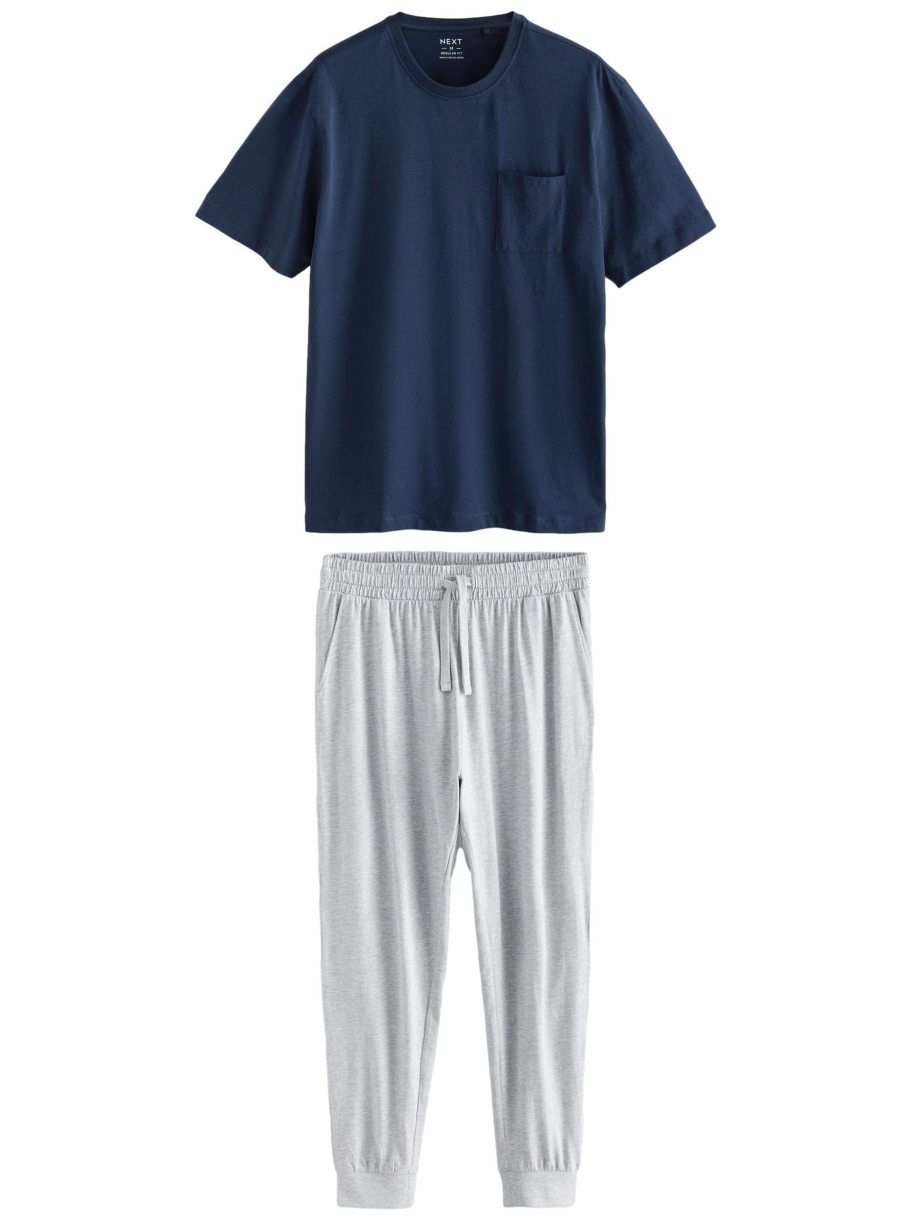 Next pigiama jersey risvolti cotone uomo 2 pezzi