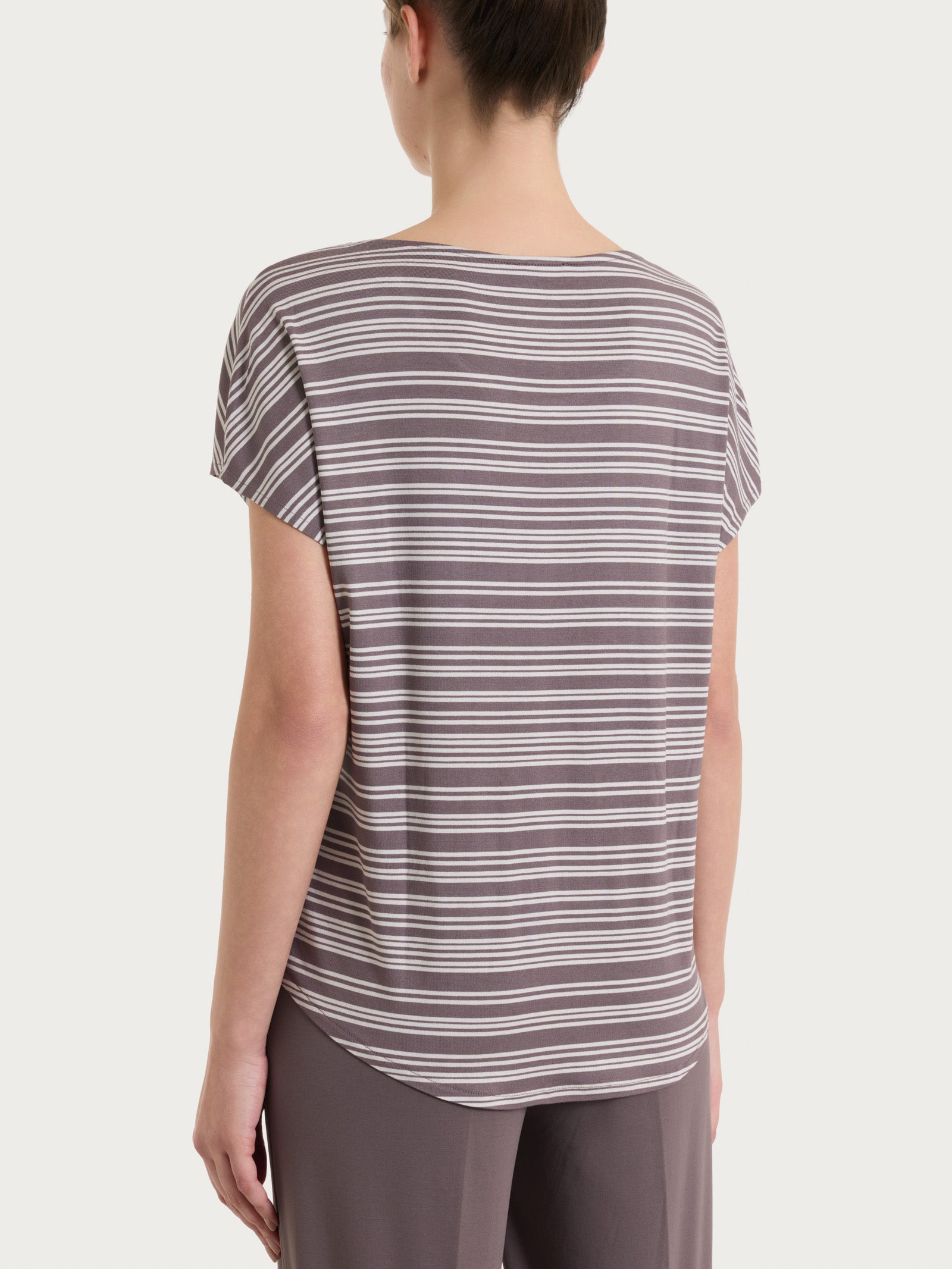 Ragno Viscosa Summer maglietta righe donna plum truffle