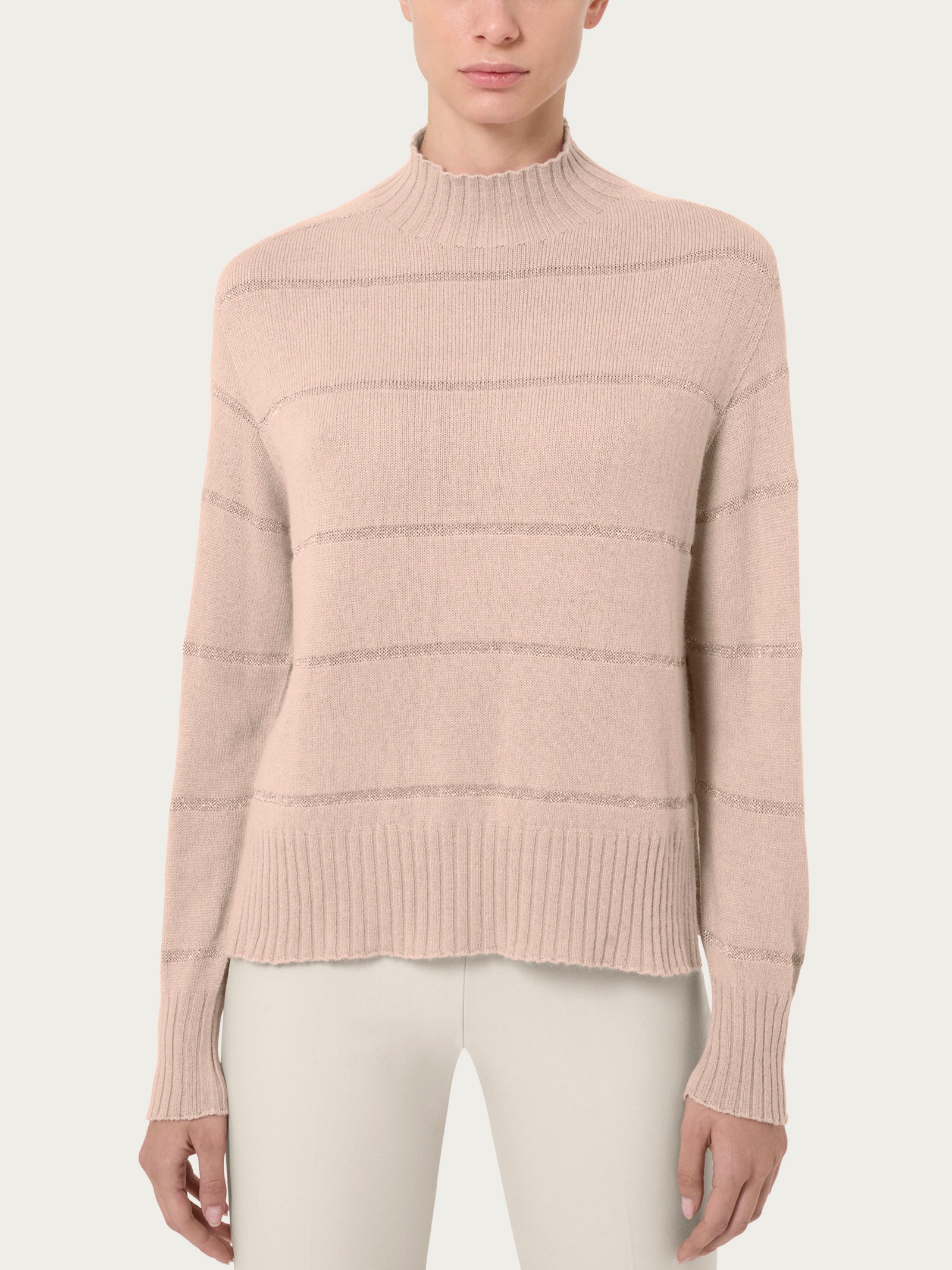 Ragno Merino Soft Lupetto Corto Rigato Moonlight Angora