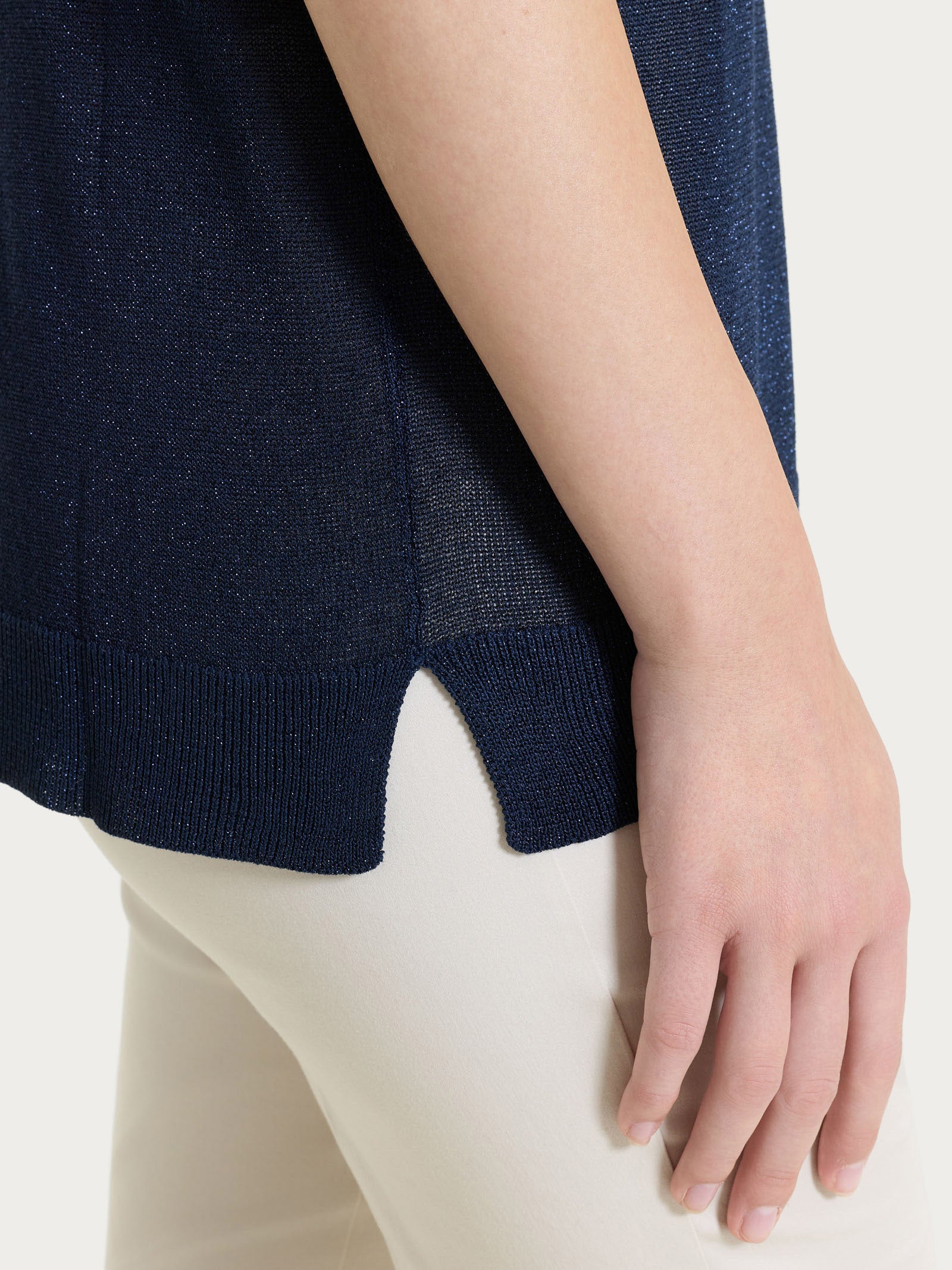 Ragno Crêpe Lurex Maglia smanicata top donna bleu