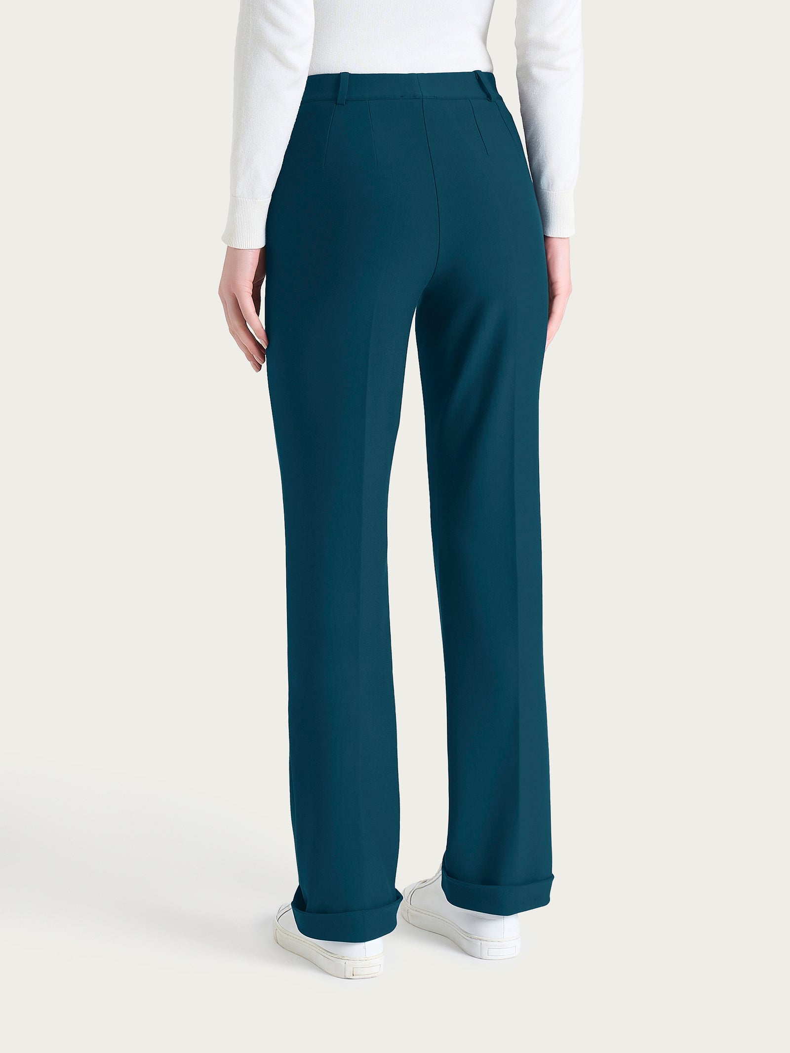 Ragno Compact pantalone wide leg blu con tasche