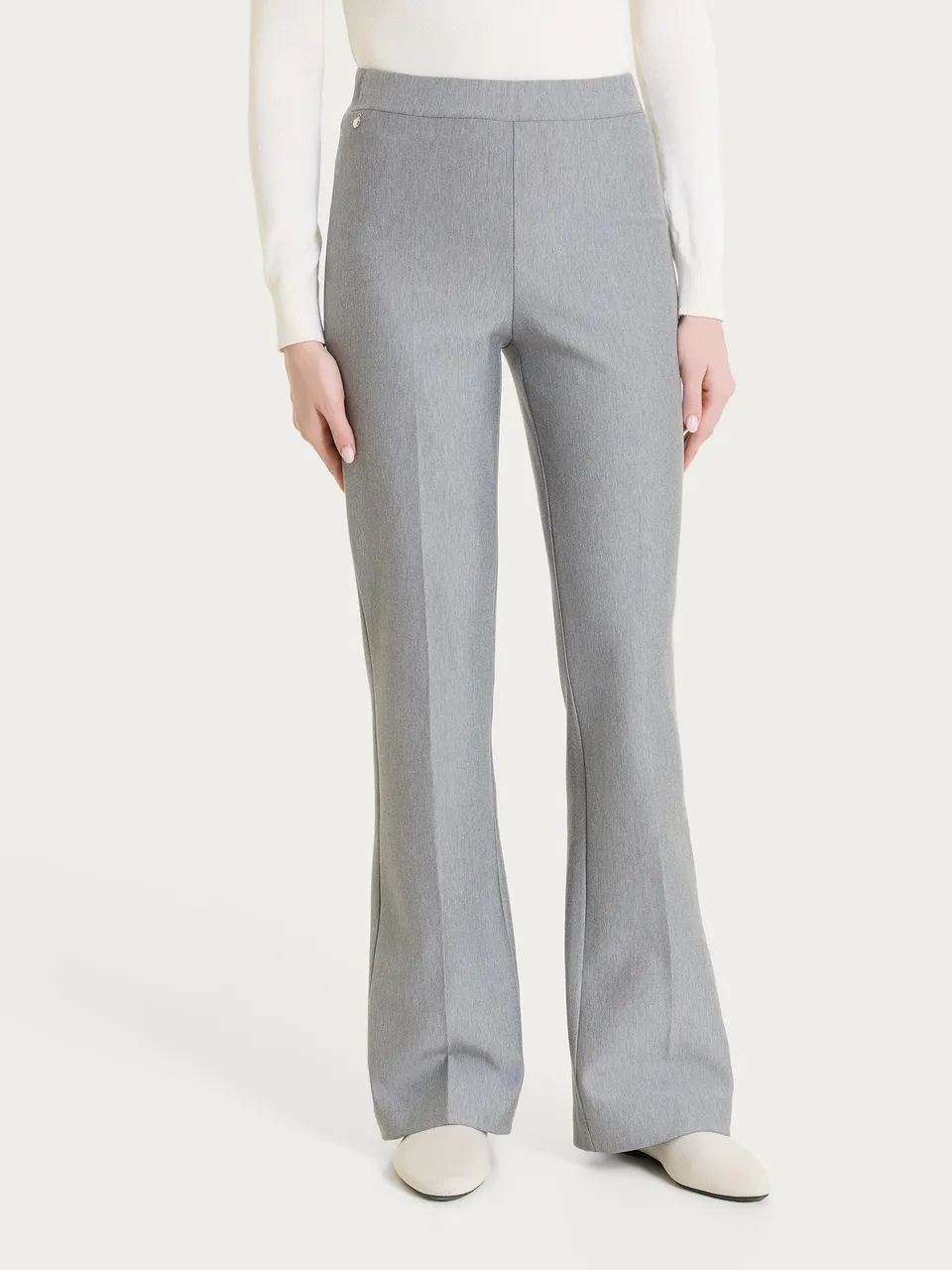 Ragno Compact pantalone flare grigio scampanato elasticizzato