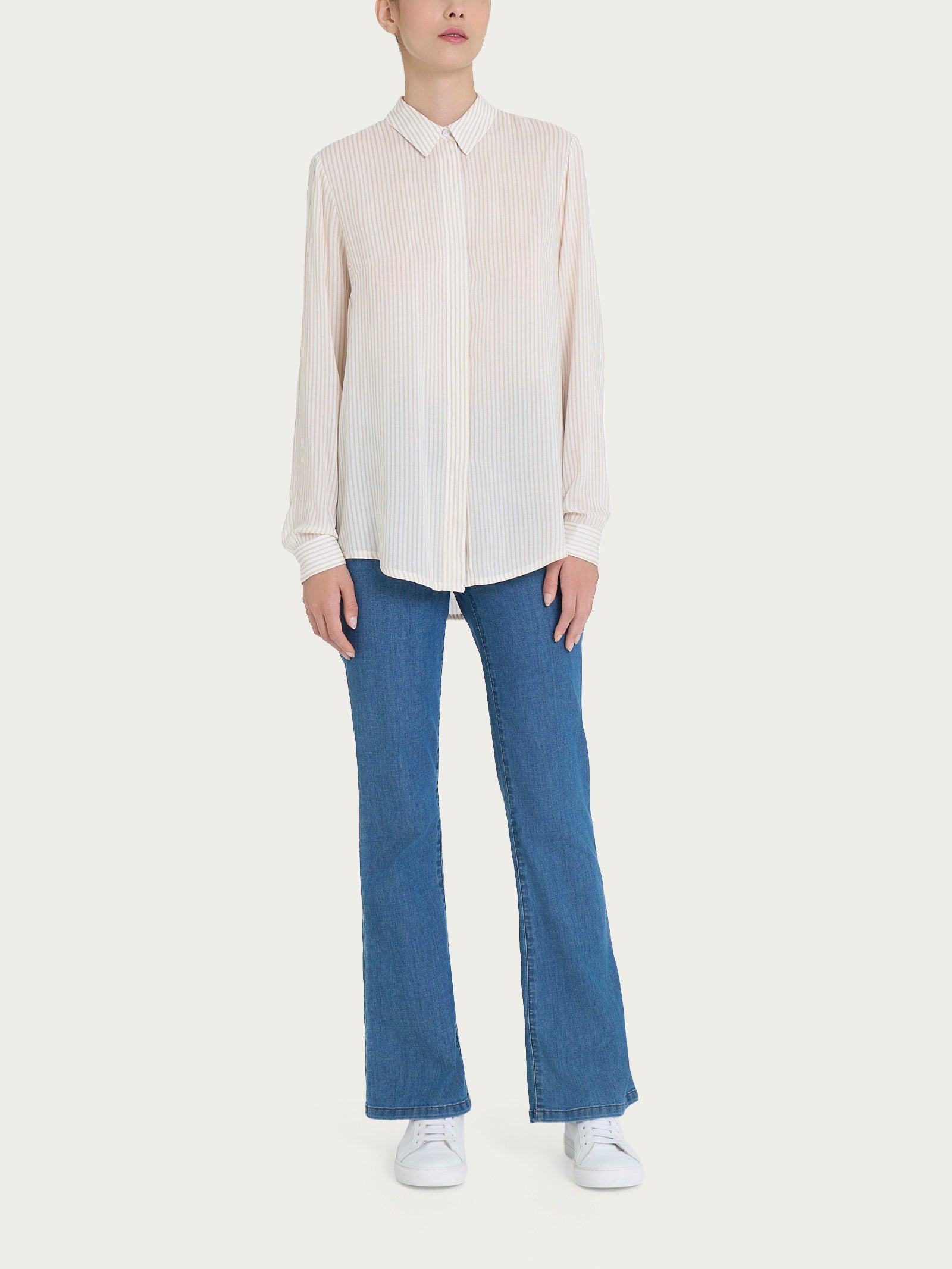 Ragno EcoSeta Camicia Righe Manica Lunga Irish Cream