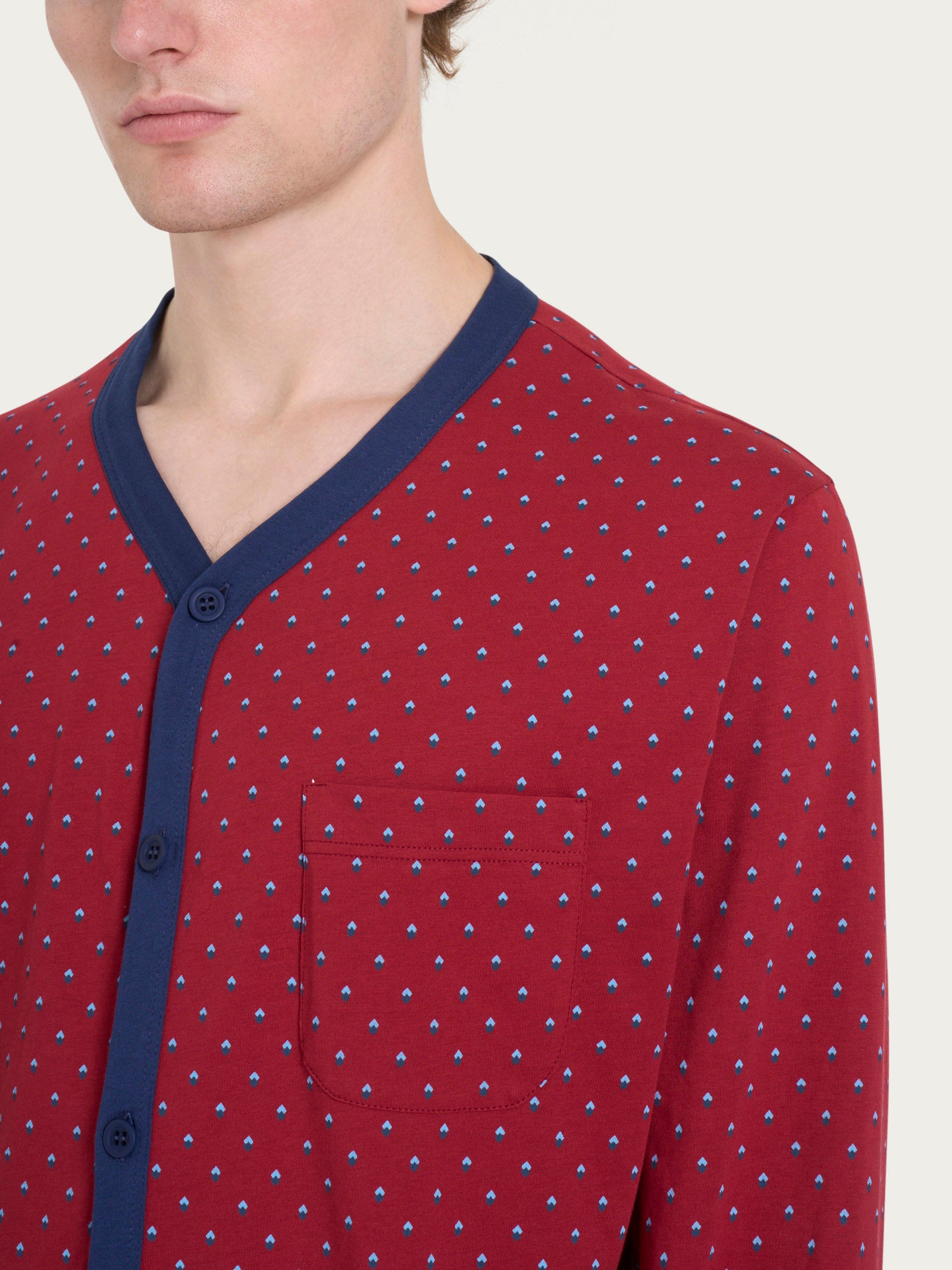 Ragno Sport Pigiama Lungo Aperto Biking Red jersey cotone uomo