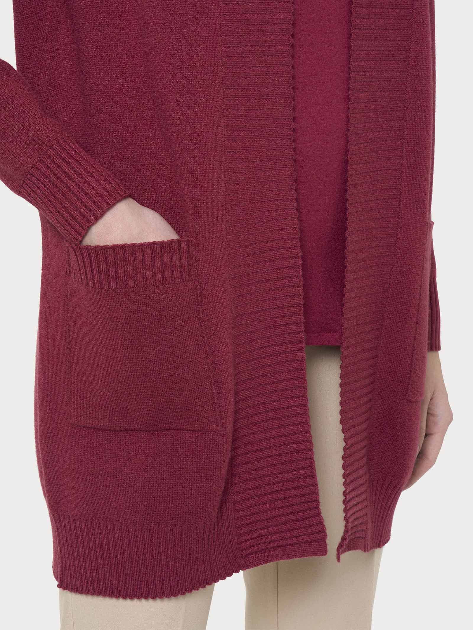 Ragno Super Soft cardigan lungo aperto Tibetan Red tasche