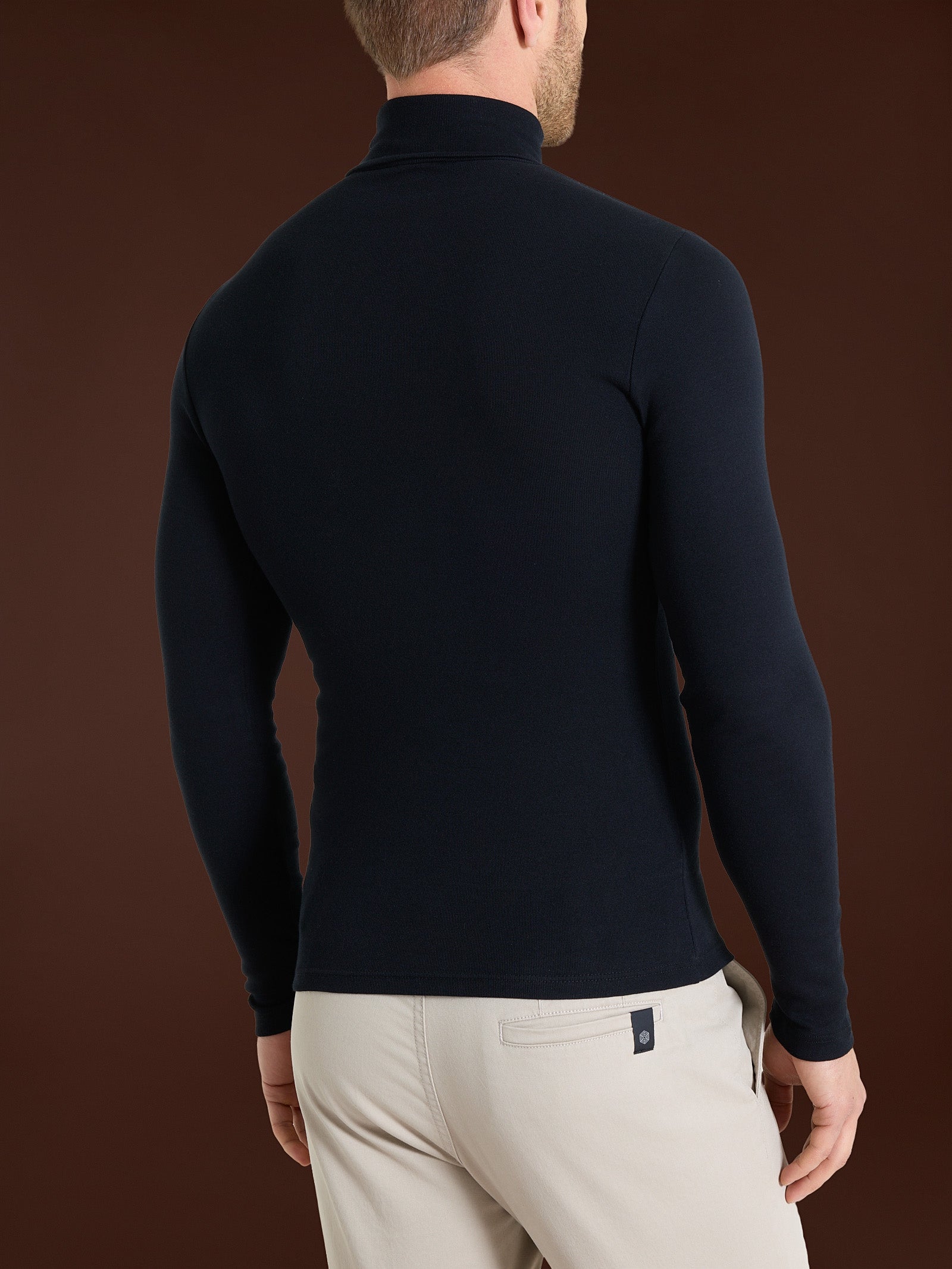 Ragno Dolcevita Maglia Nero Cotone Caldo Uomo