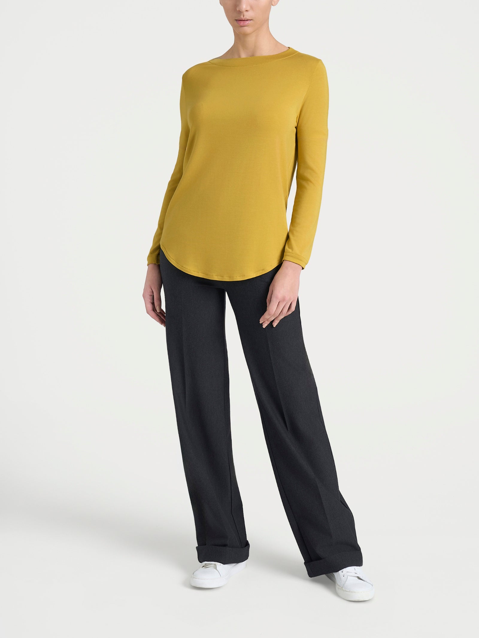 Ragno Viscosa Summer Maglietta barchetta Oil Yellow manica lunga