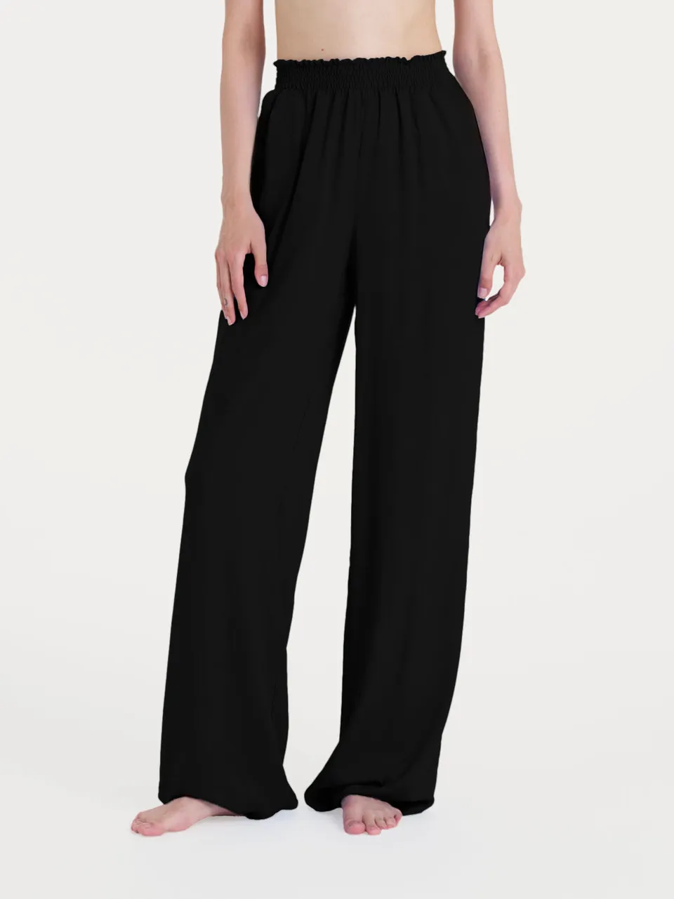 Ragno EcoSeta Pantalone Donna Nero Ampio Wide Leg Viscosa