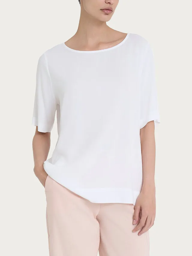 Ragno Ecoseta Blusa Manica Corta Bianco 100% Viscosa