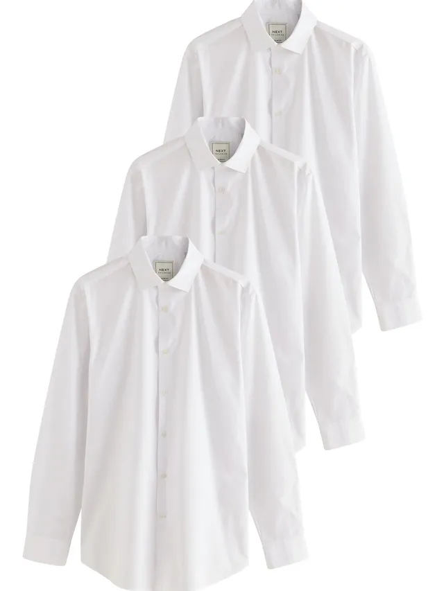 Next 3 camicie eleganti easy-care slim polsino singolo