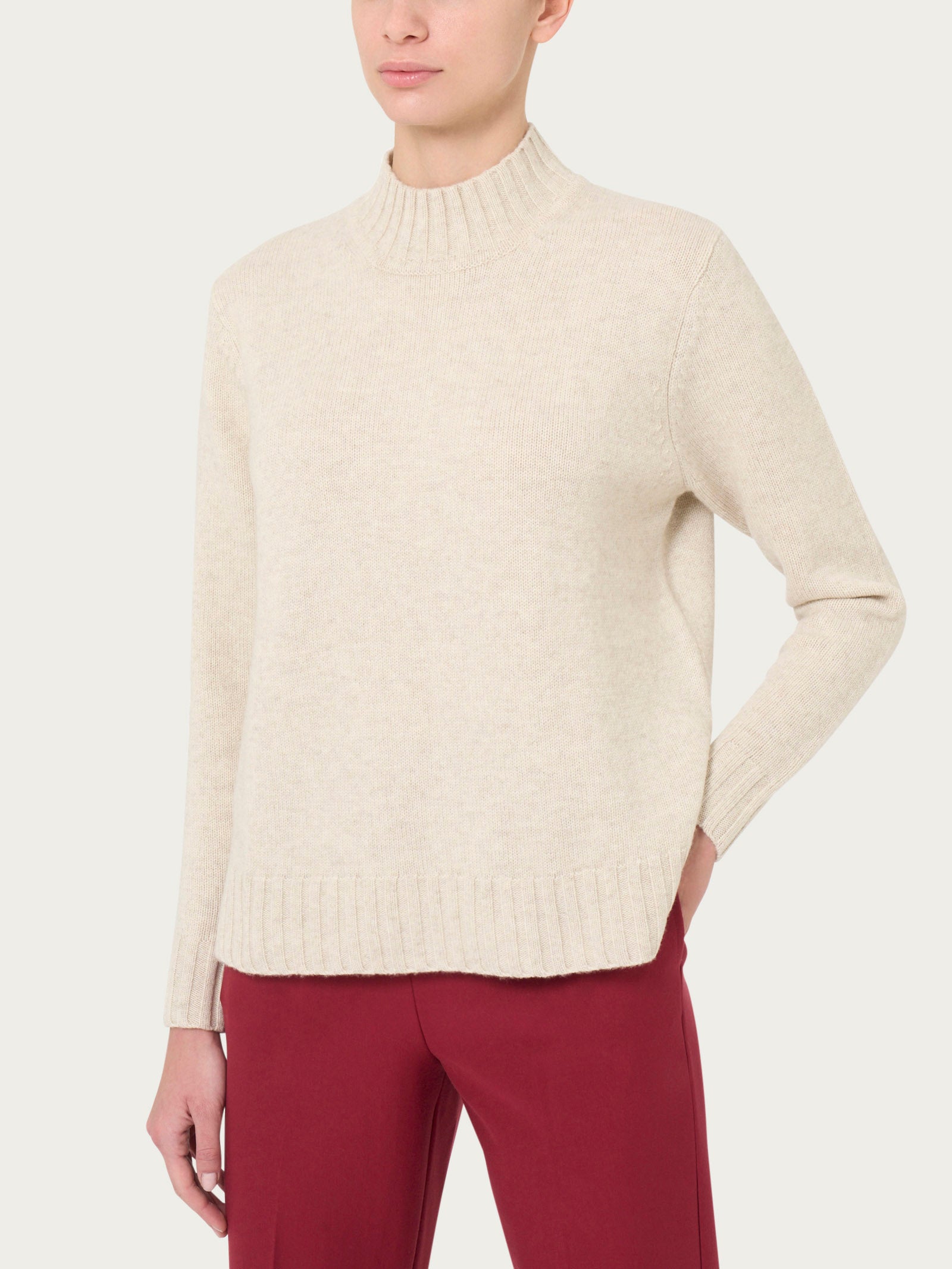 Ragno Merino Soft lupetto donna lana champignon mel