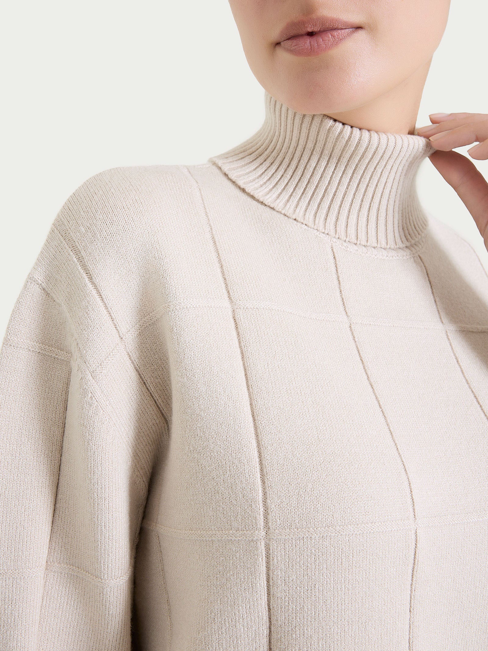 Ragno Super Soft dolcevita donna check champignon viscosa