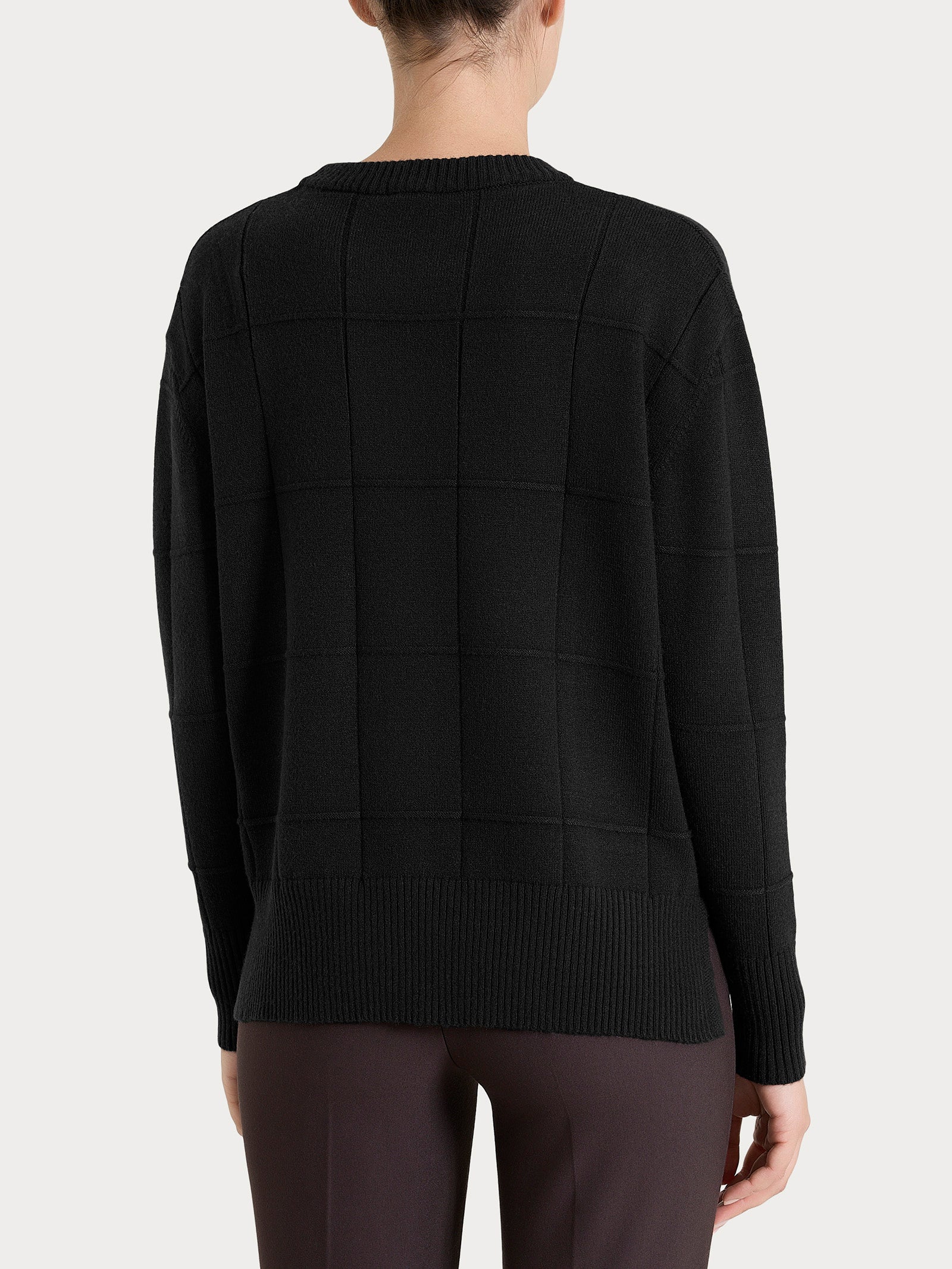 Ragno Super Soft maglia girocollo check Nero viscosa