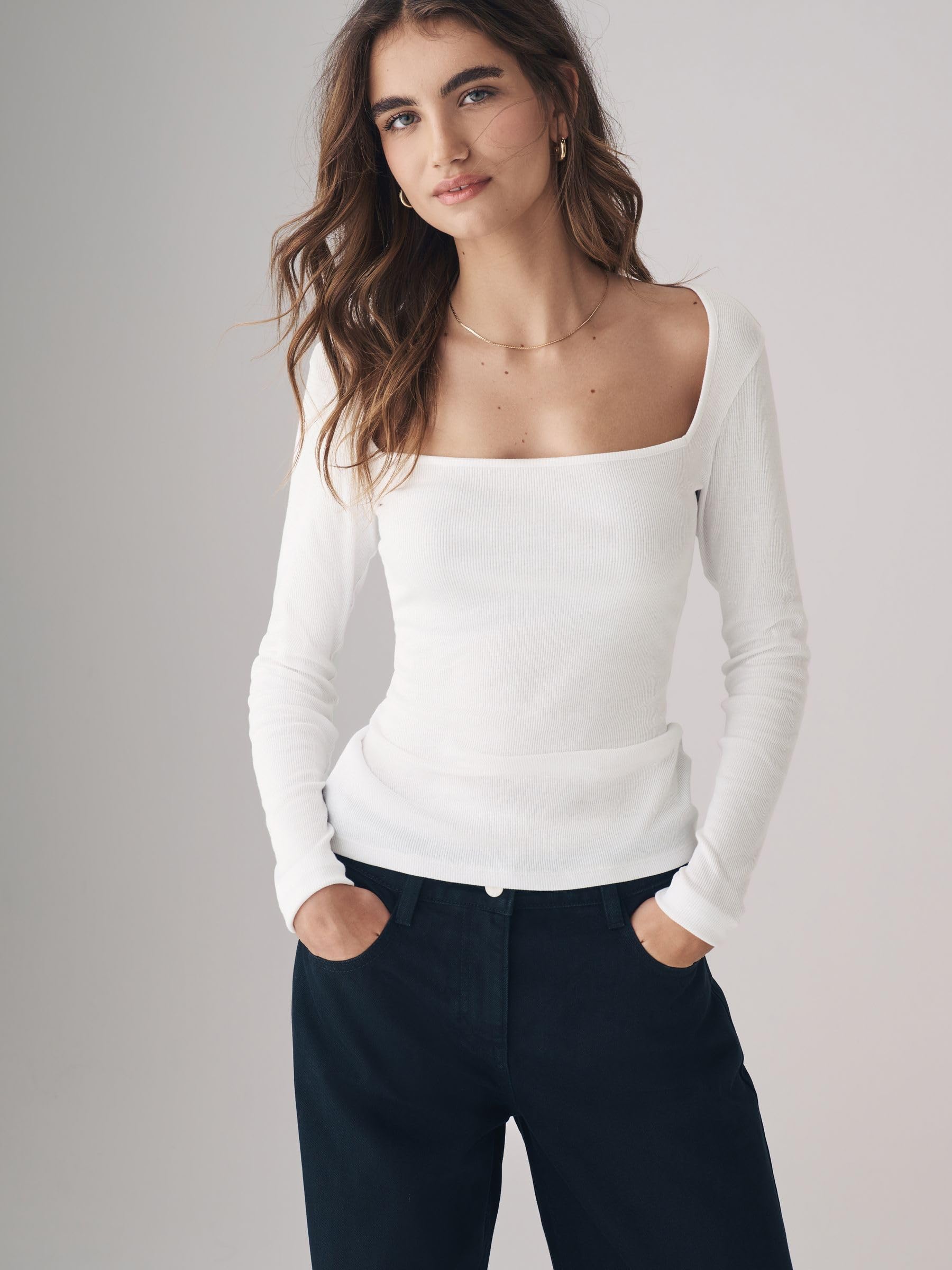 Geo Next The Set maglia coste manica lunga scollo quadrato 4 pezzi