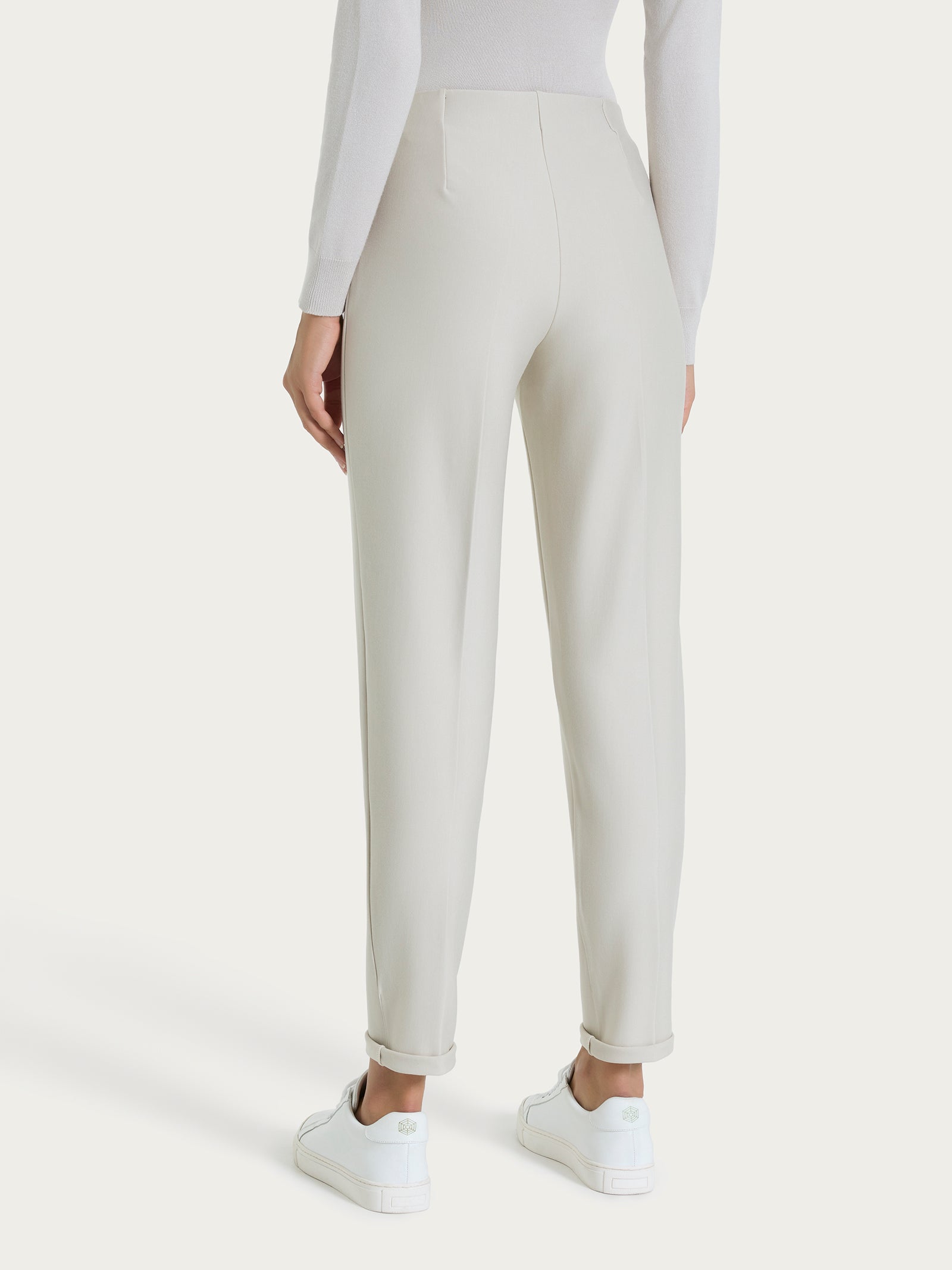 Ragno Compact pantalone sigaretta skinny Champignon con risvolto