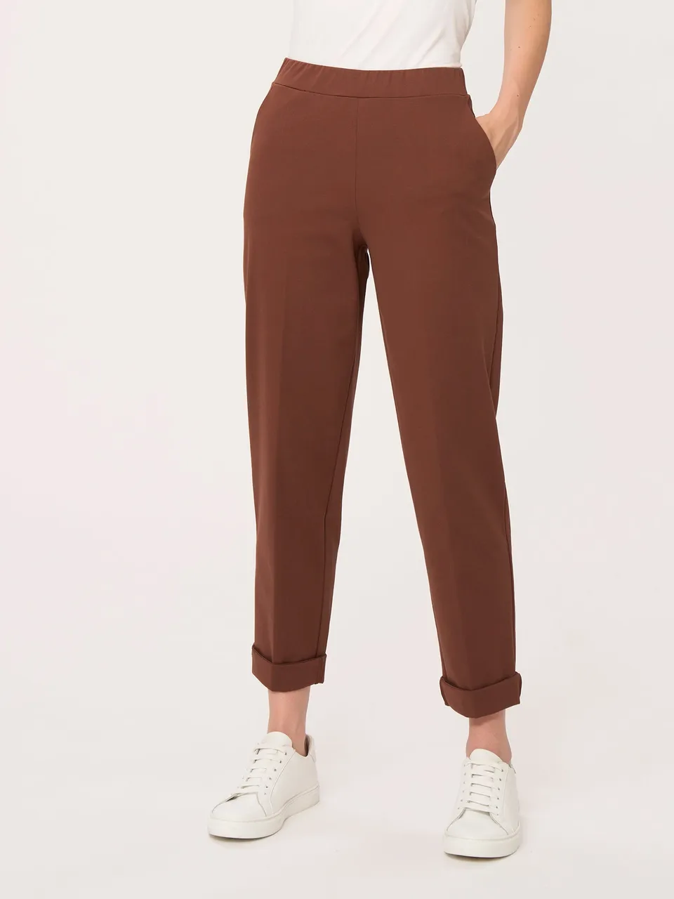 Ragno Compact Light pantalone a carota cappuccino con tasche
