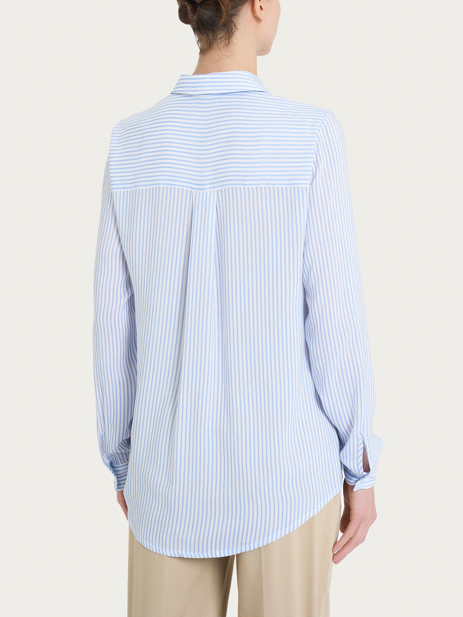 Ragno EcoSeta camicia manica lunga righe viscosa Lavender Lustre
