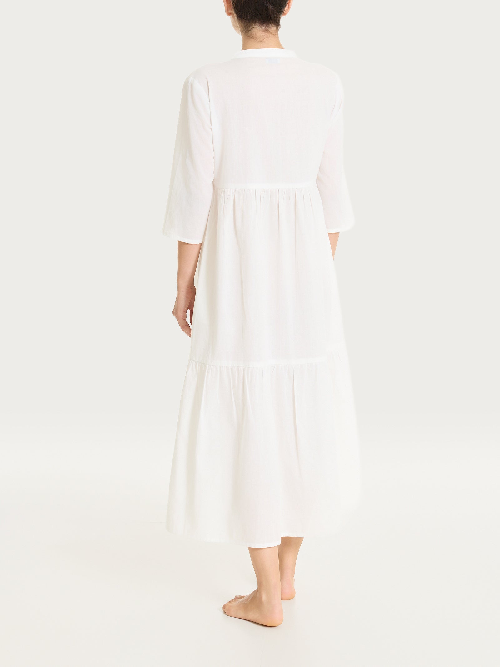 Ragno Mussola di Cotone Vestito lungo balze abito bianco