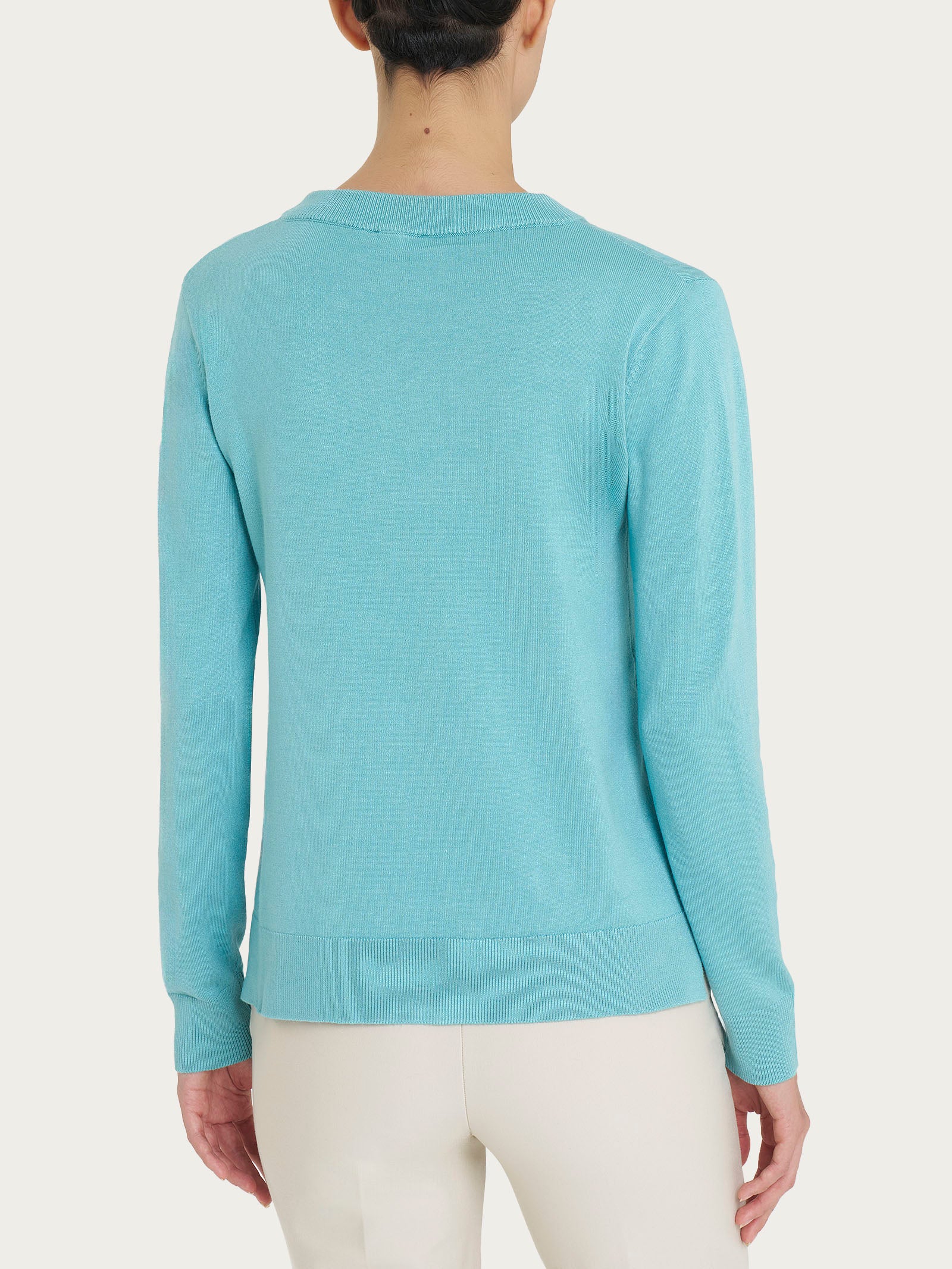 Ragno Four Seasons maglia girocollo Nile Blue misto viscosa