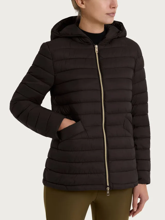 Ragno Vegan Down Piumino Cappuccio Donna marrone leggero