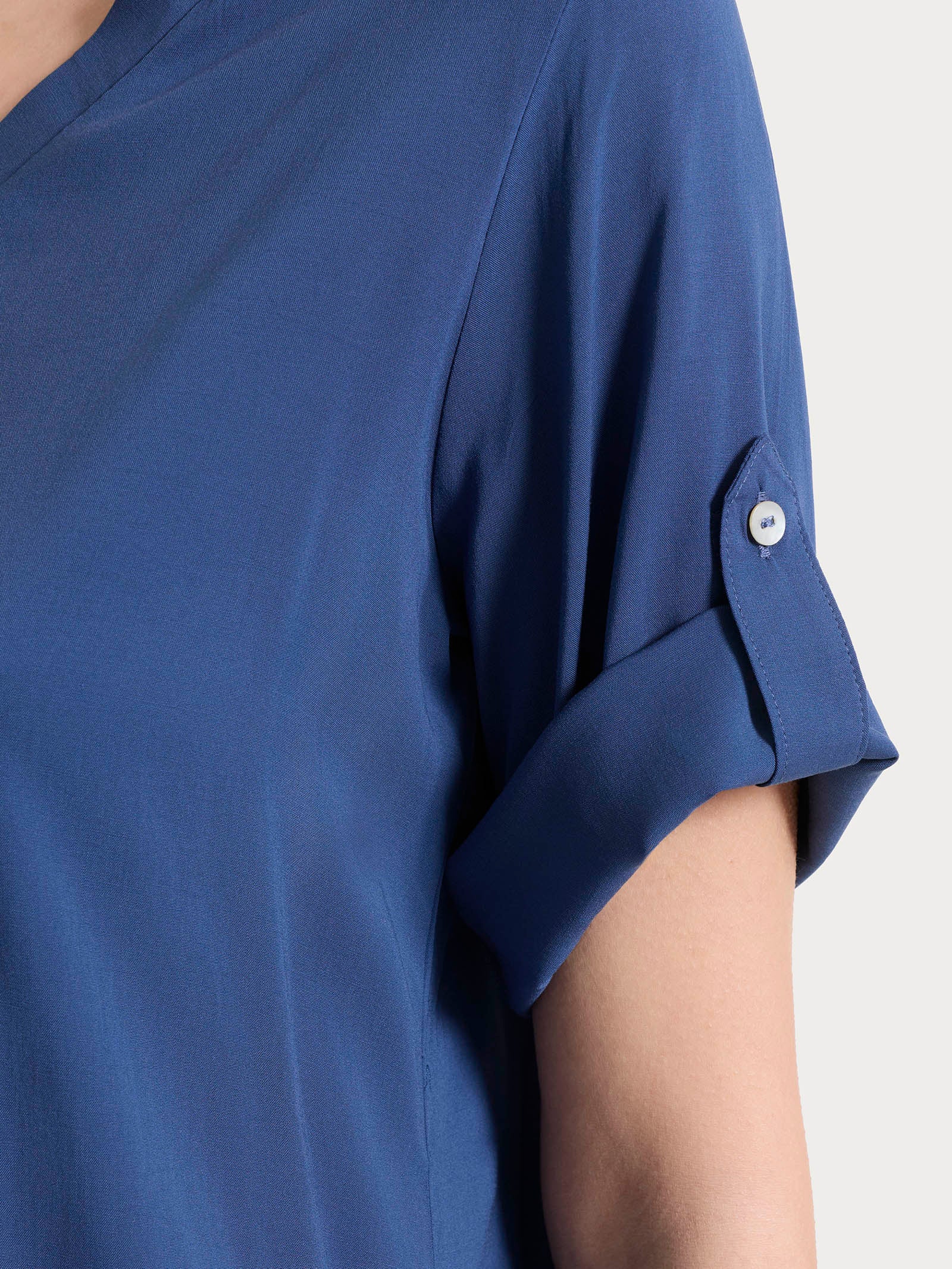 Ragno Voile Stretch blusa scollo V Oceana manica lunga