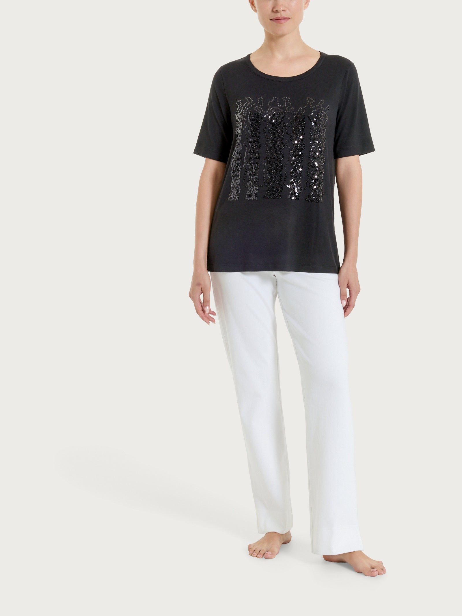 Ragno Viscosa Summer Maglietta Paillettes maglietta nero viscosa