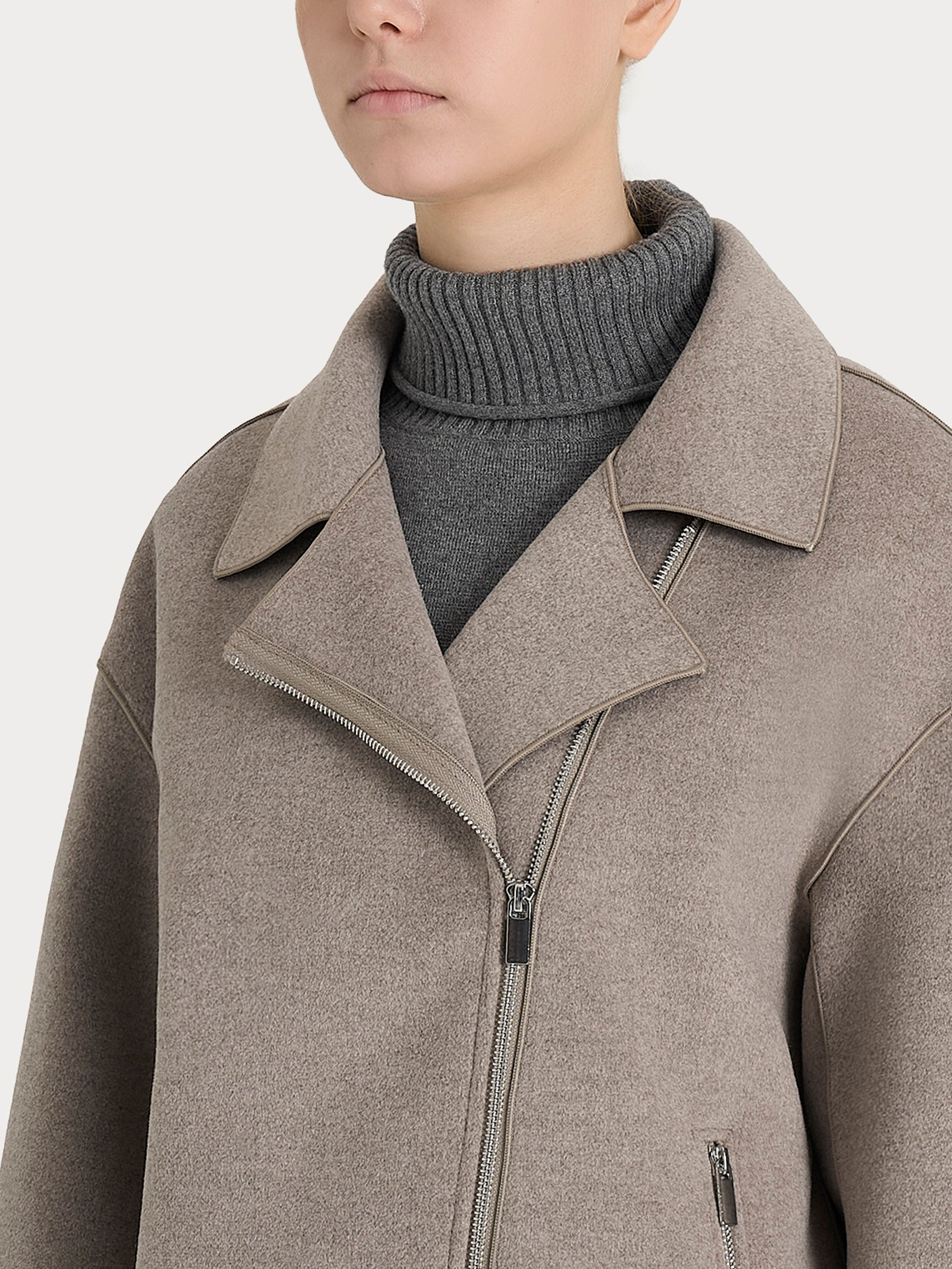 Ragno Vegan Wool Giacca Chiodo Glace Mel Calda