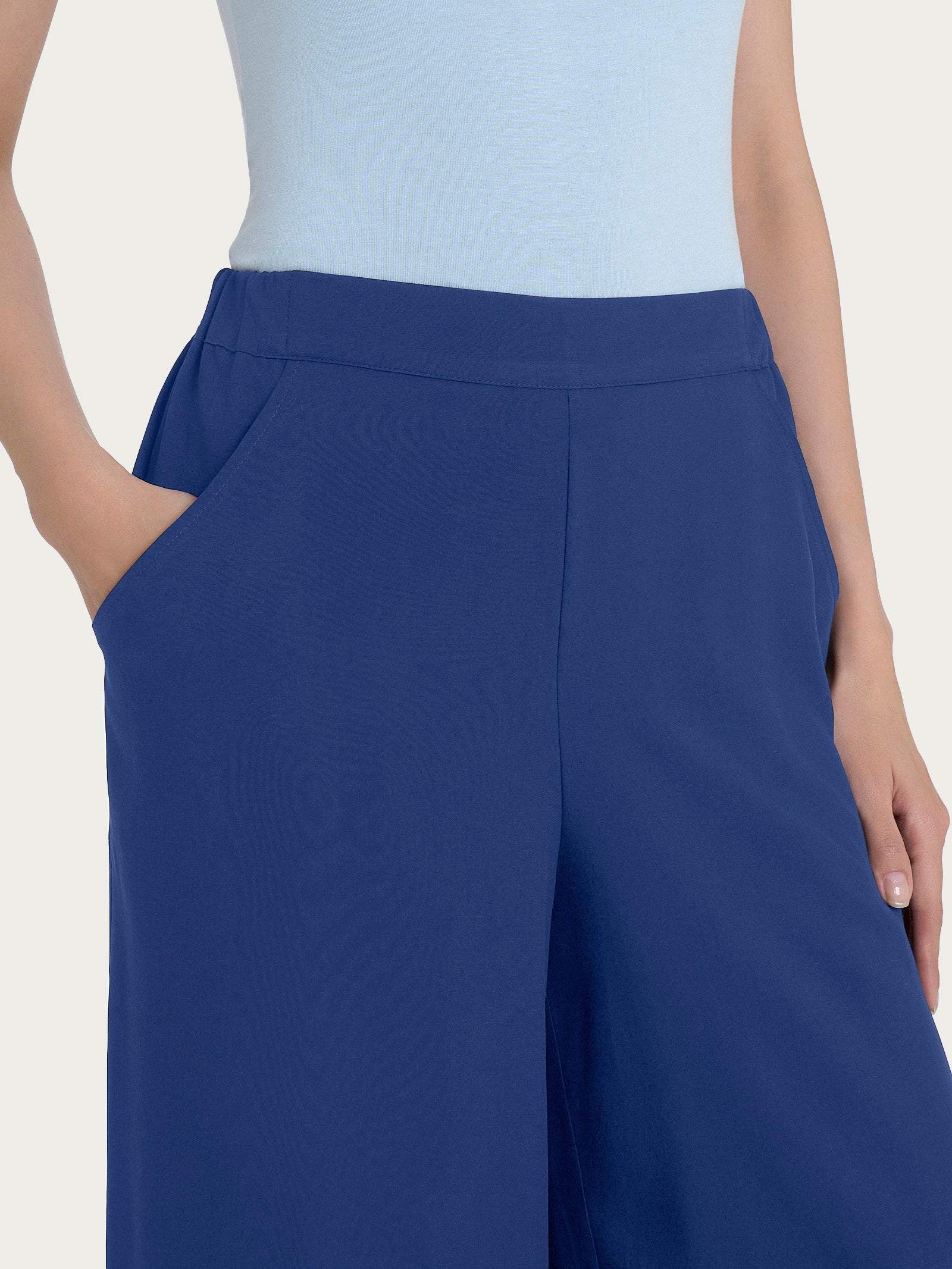 Ragno EcoSeta Palazzo pantalone Blueberry viscosa con tasche