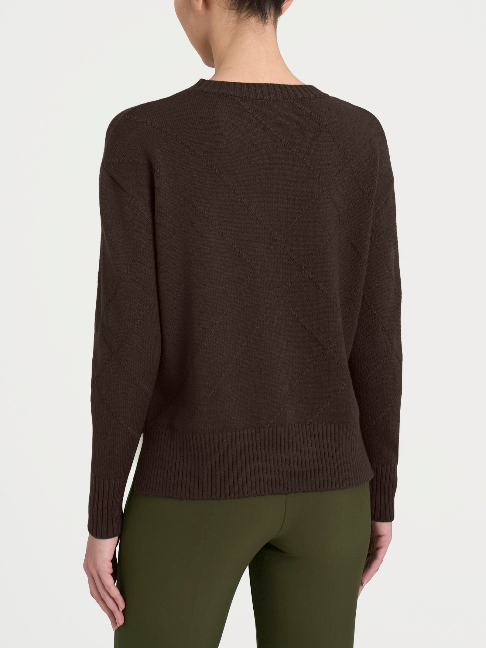 Ragno Super Soft maglia girocollo check marrone boxy