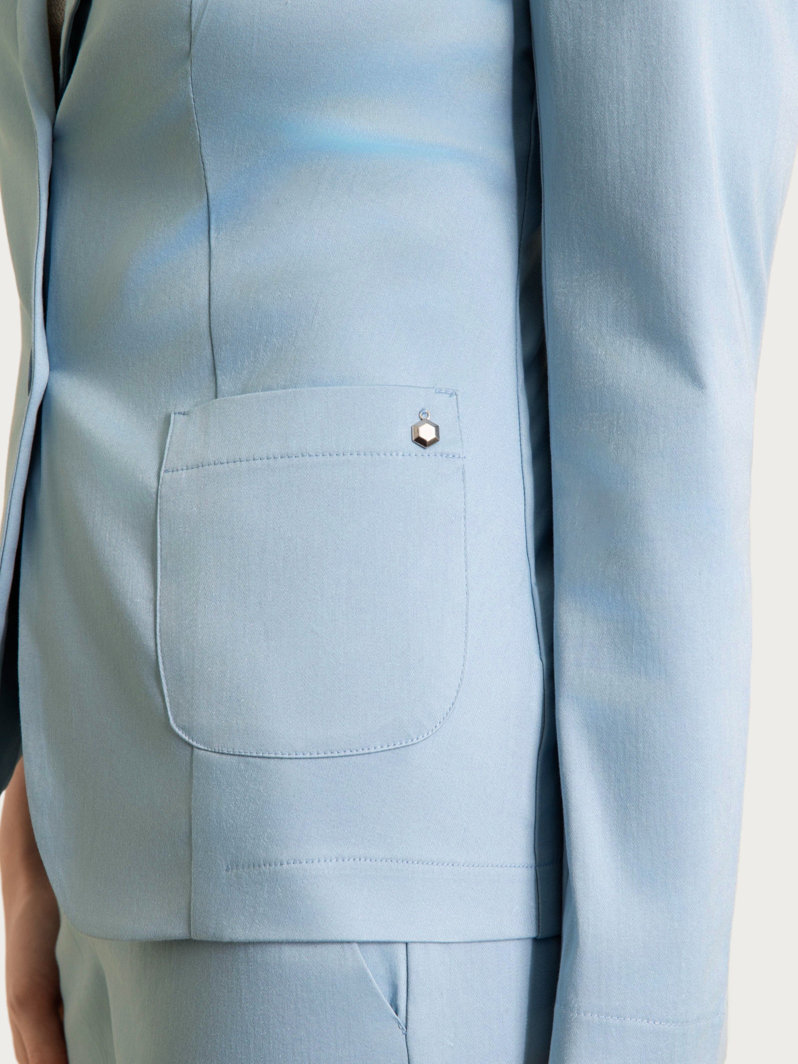 Ragno Satin Power Blazer Due Bottoni Dusty Blue Cotone
