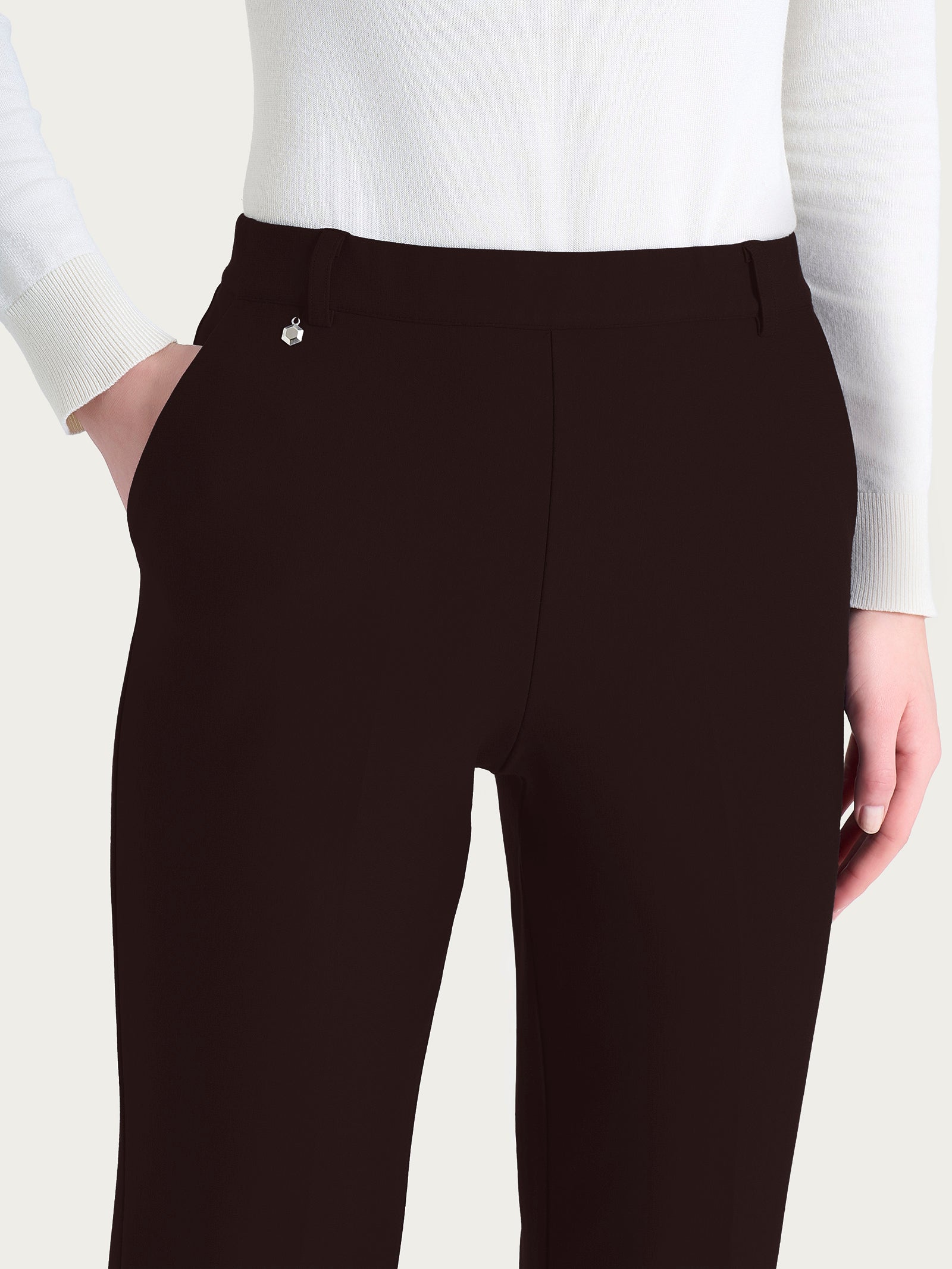 Ragno Compact pantalone donna ampio marrone tasche risvolto