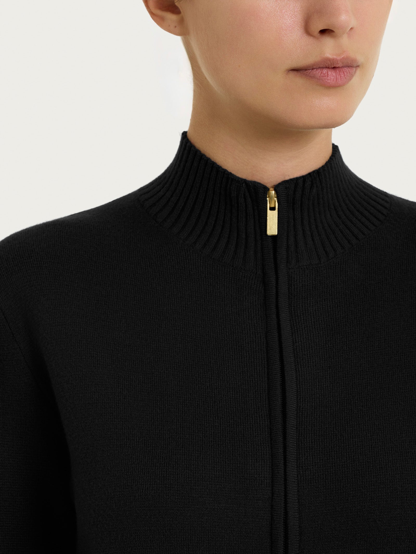 Ragno Super Soft Cardigan Zip Asimmetrico Nero