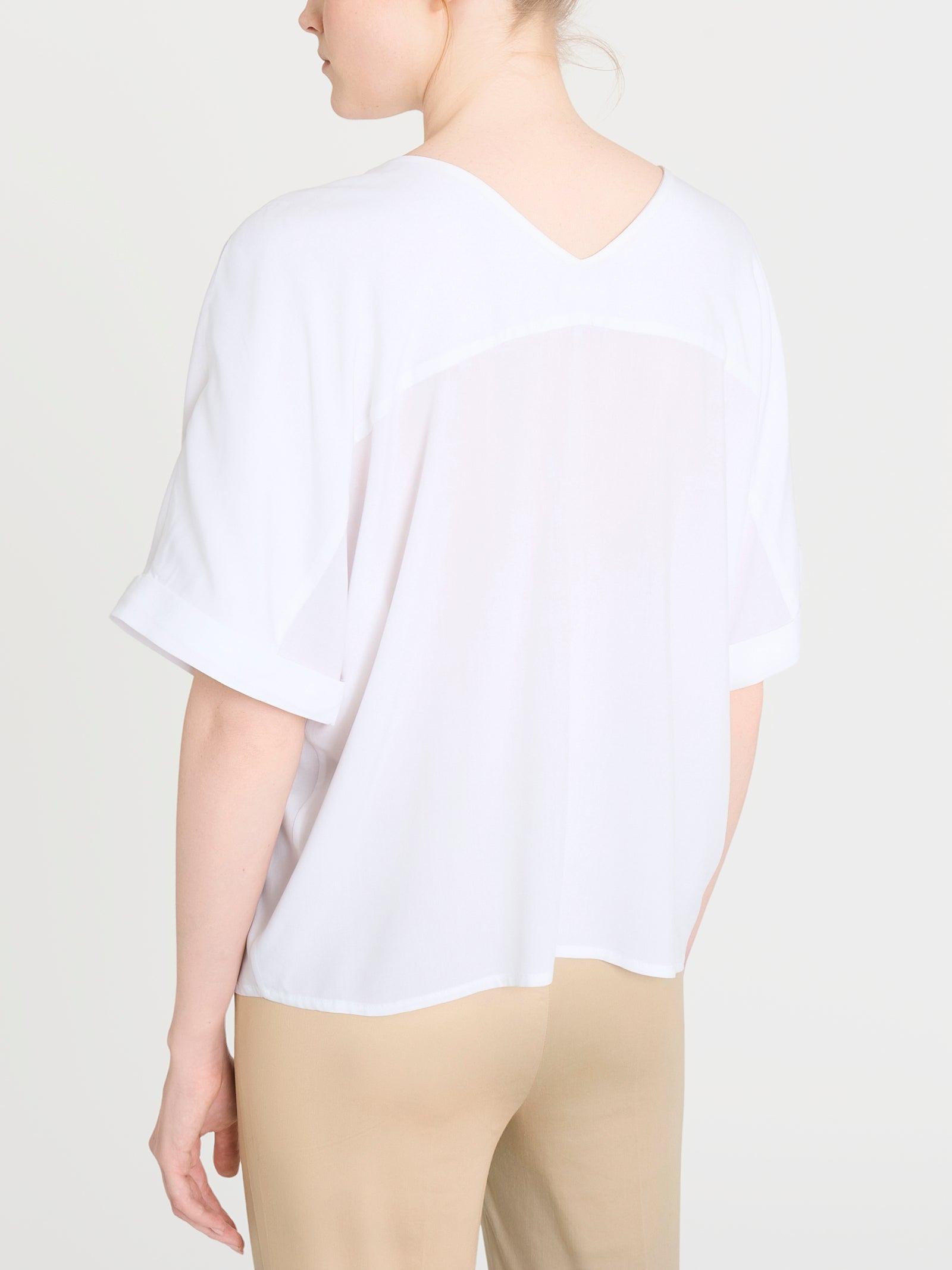 Ragno EcoSeta Blusa scollo V camicia bianco viscosa