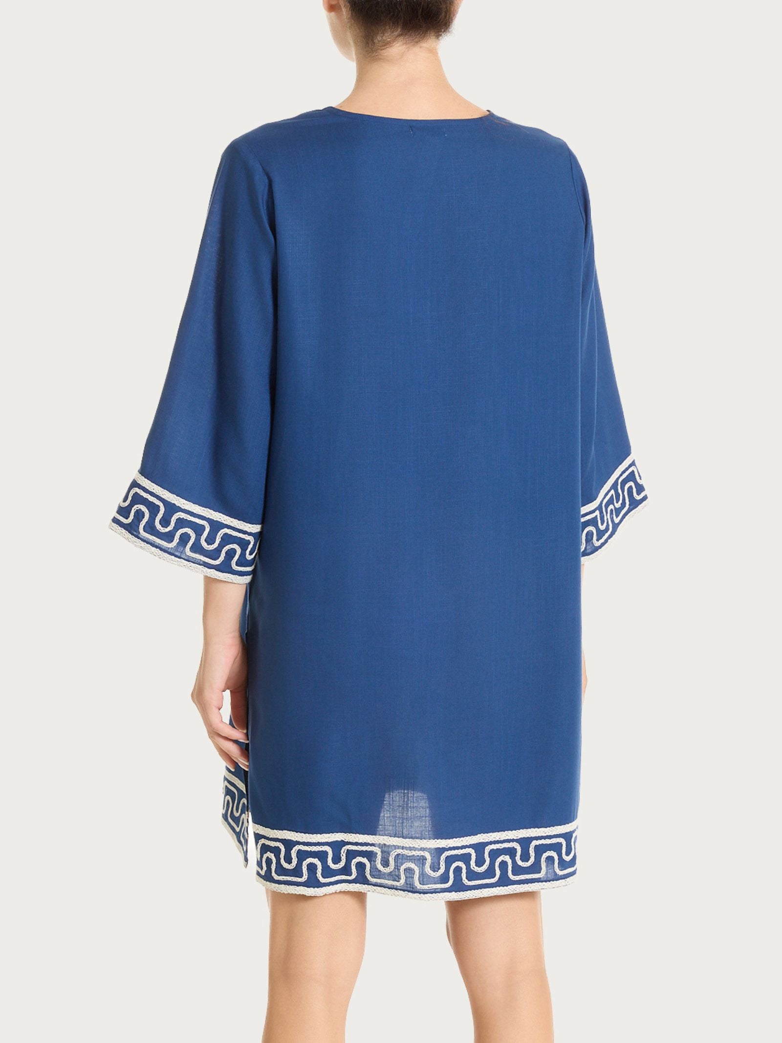 Ragno Beachwear abito corto mussola viscosa blu fantasia