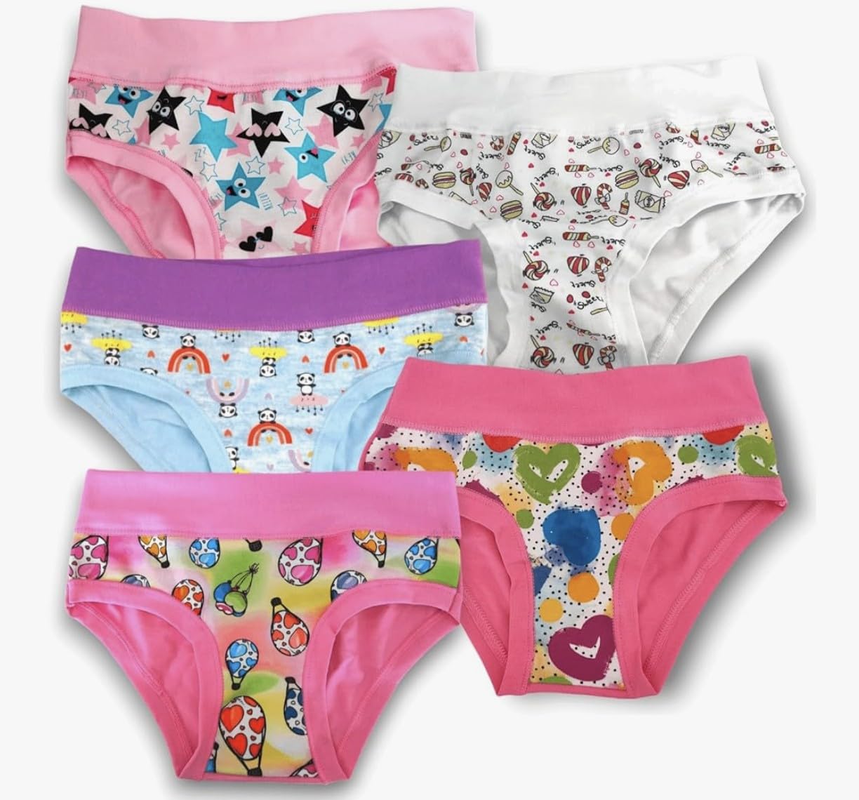Lady C slip bambina cotone 6 anni 5 pezzi fantasie assortite