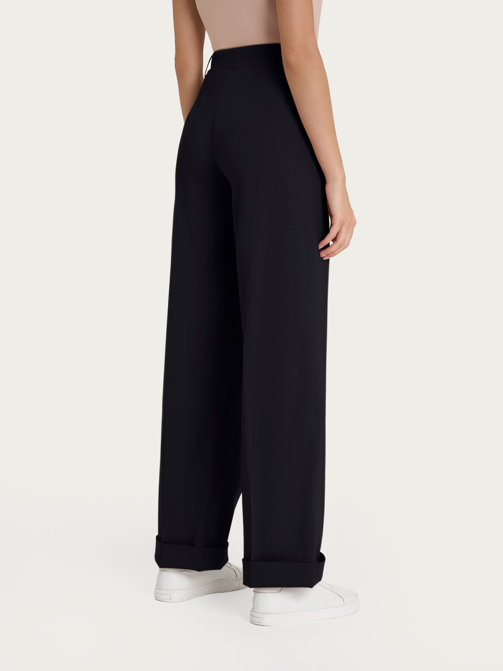 Ragno Super Natural pantalone ampio donna nero in cotone