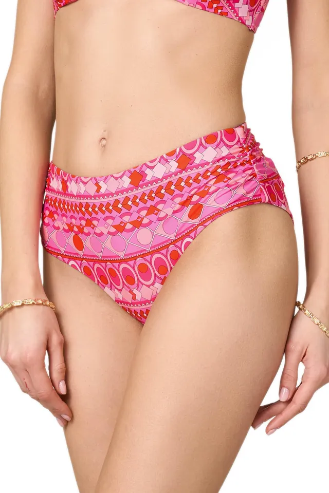 Goldenpoint Groovy slip bikini fianco alto arricciato fantasia geometrica
