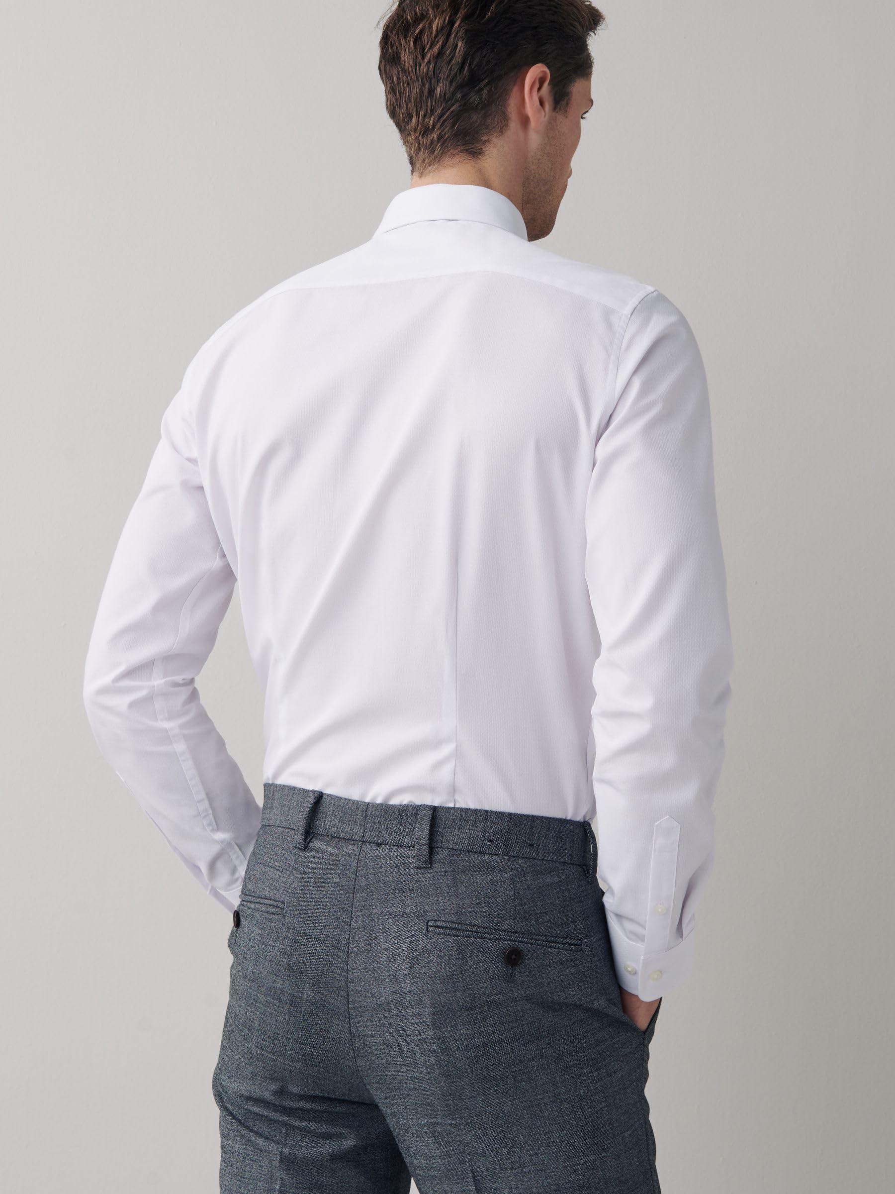 NEXT Camicia Easy-Care Testurizzata Uomo Polsino Singolo