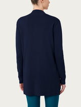 Ragno Four Seasons cardigan lungo blu tasche viscosa