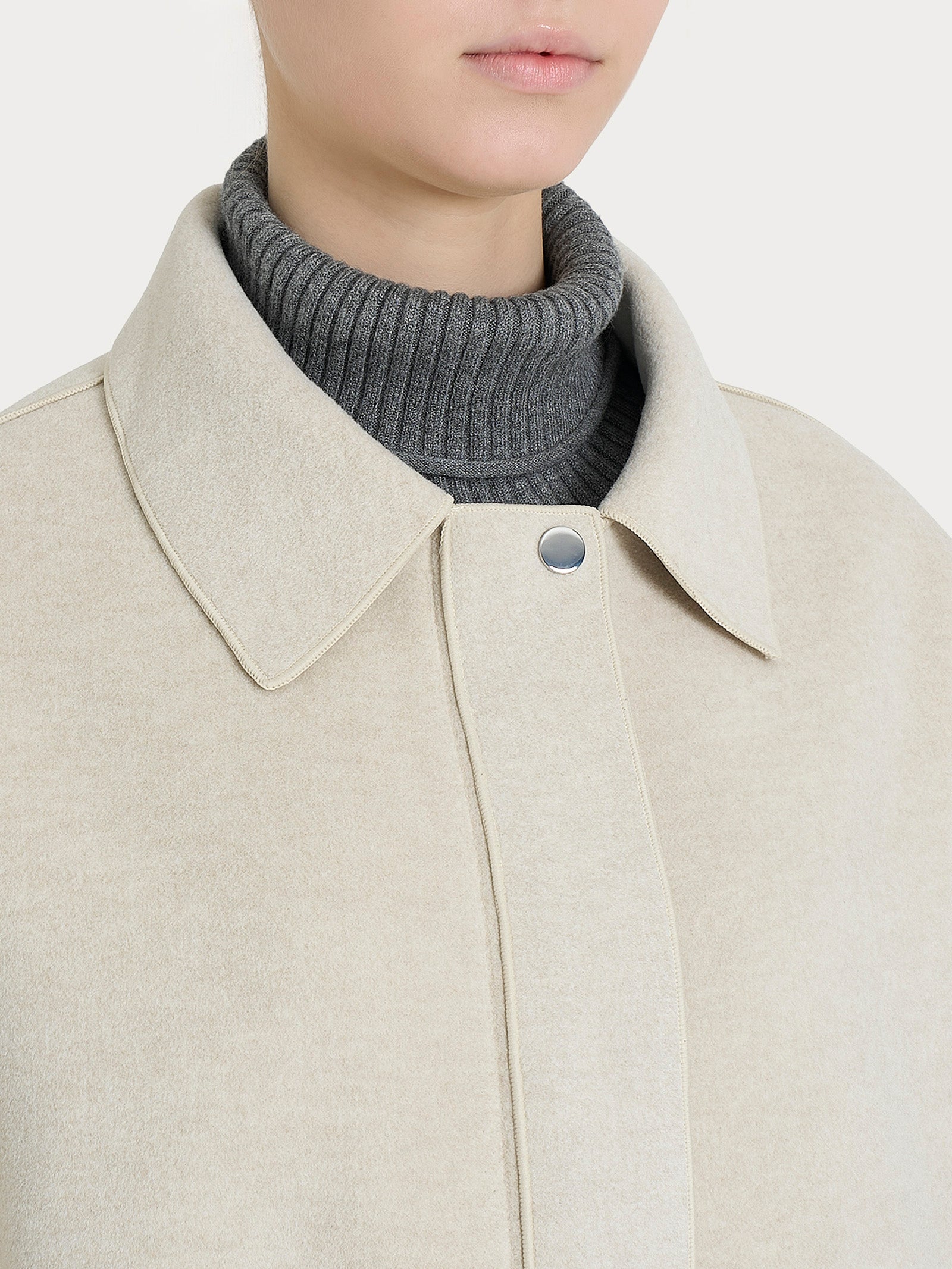 Ragno Vegan Wool Giacca Collo Camicia Champignon Melange calda
