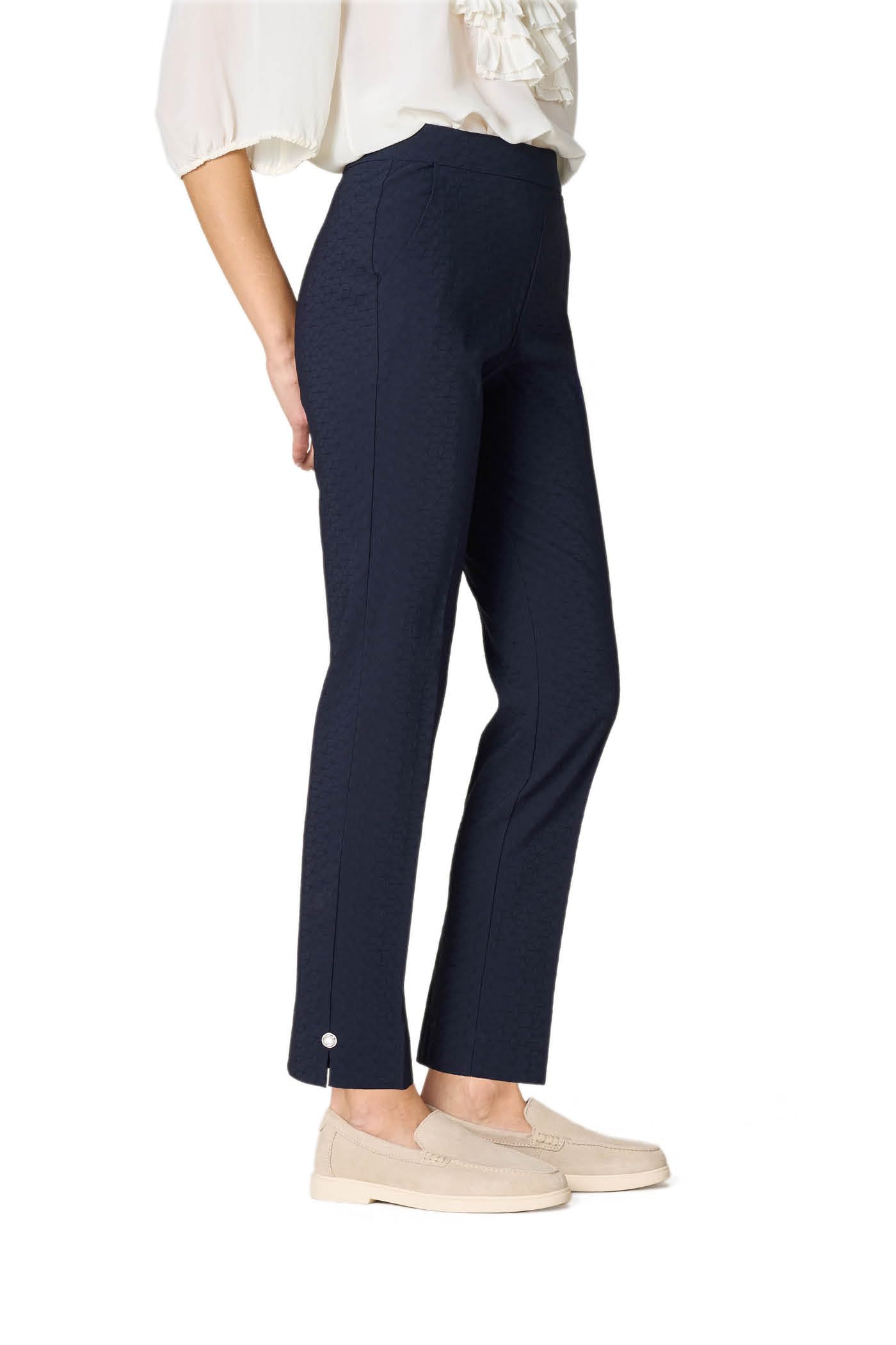 Goldenpoint Straight pantalone donna bottone bijoux nero