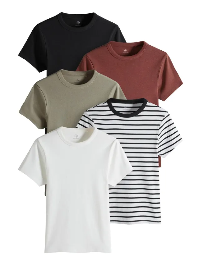 Next The Set Pack 5 Magliette donna a costine corte