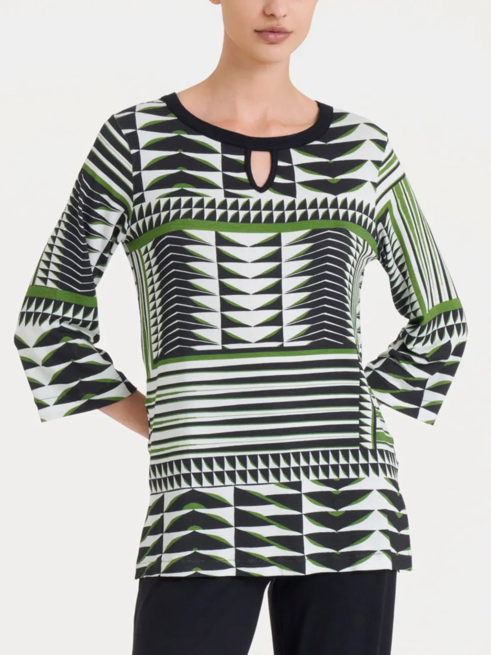 Ragno Viscosa Summer t-shirt 3/4 geometrico verde