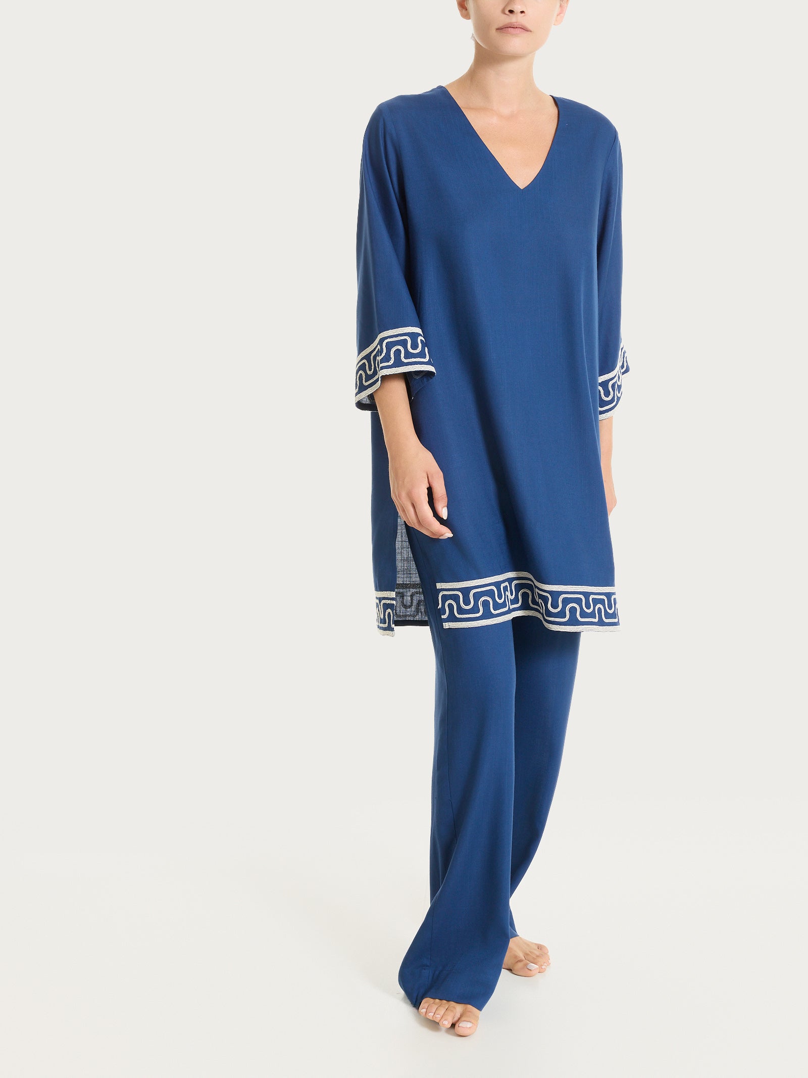 Ragno Beachwear abito corto mussola viscosa blu fantasia
