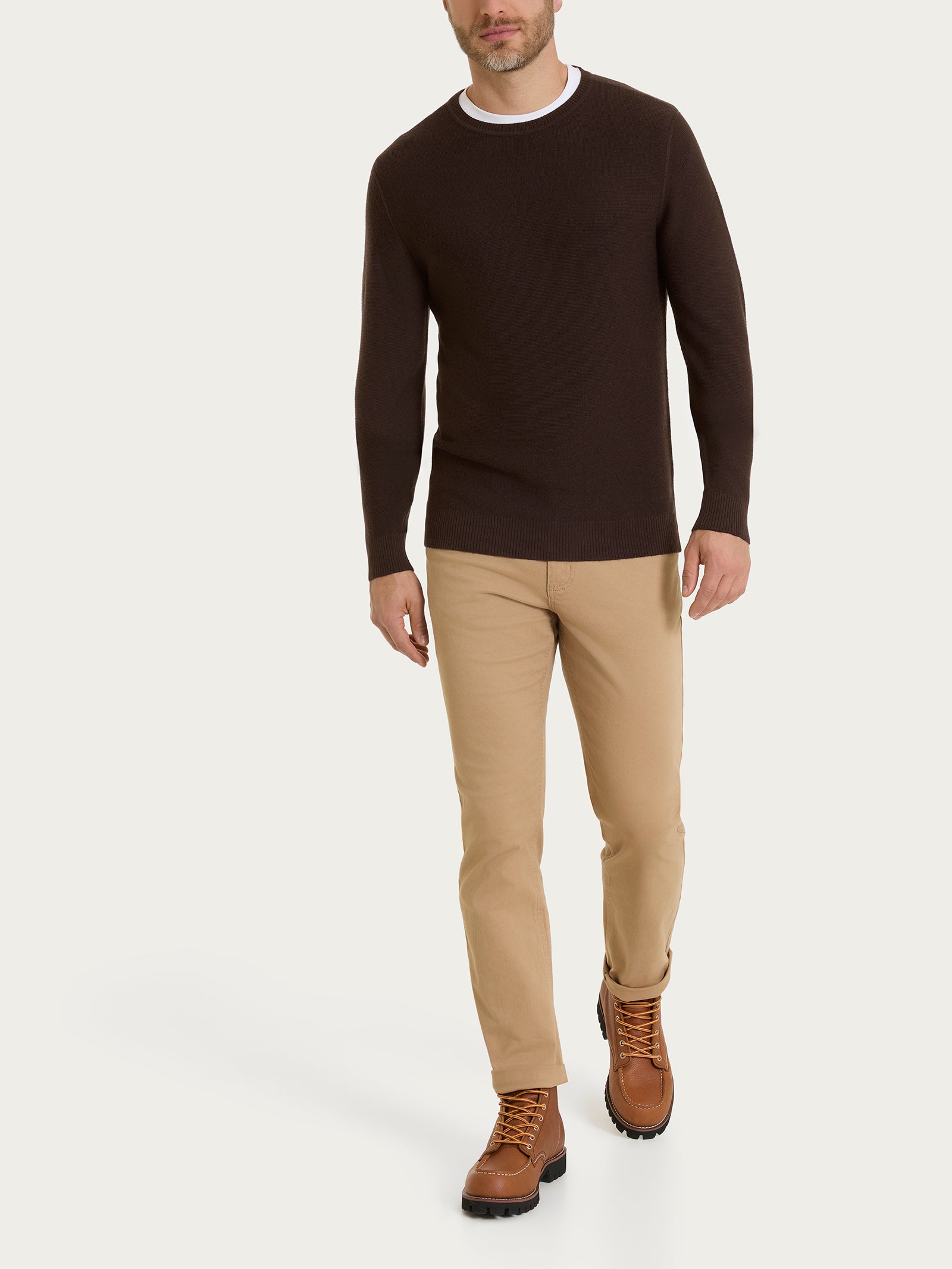 Ragno Merino Soft Pull girocollo punto links Chocolate