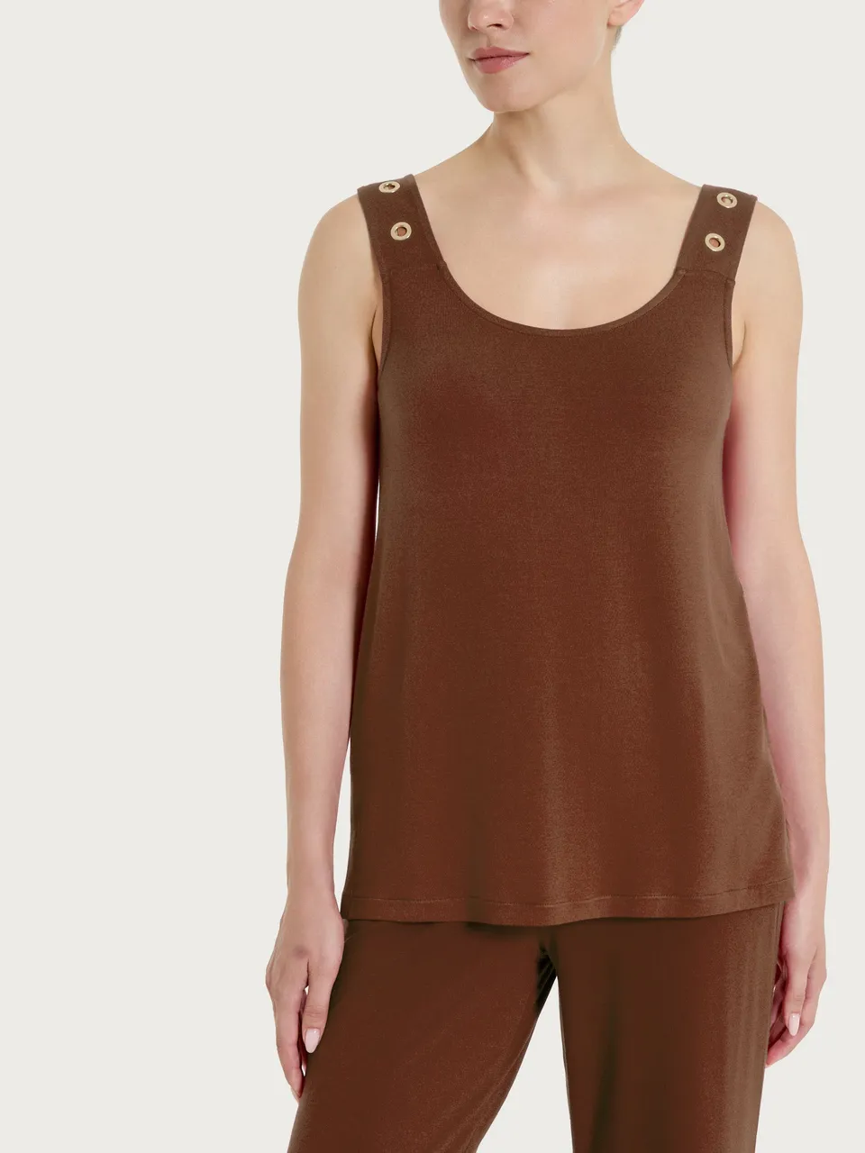 Ragno Viscosa Summer Top spalla larga donna Chocolate Fondant
