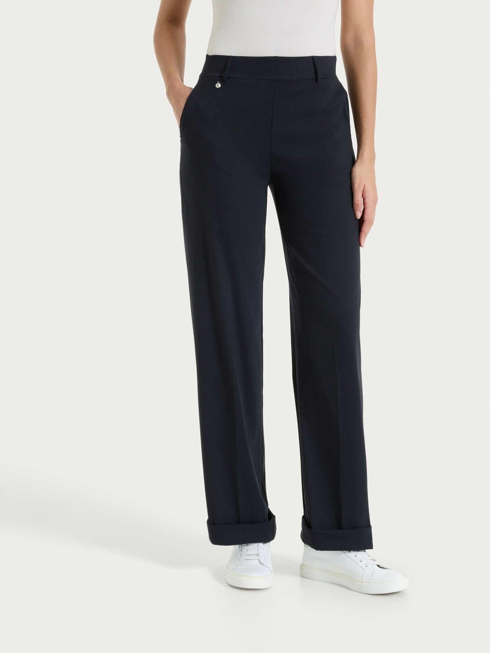 Ragno Super Fresh pantalone ampio gamba larga tasche nero