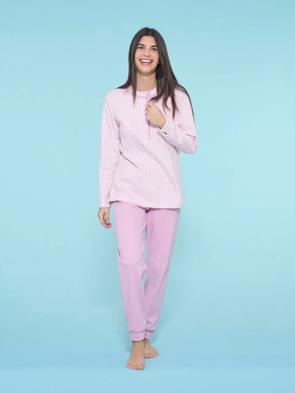 Ragno Interlock pigiama serafino cotone mauve mist