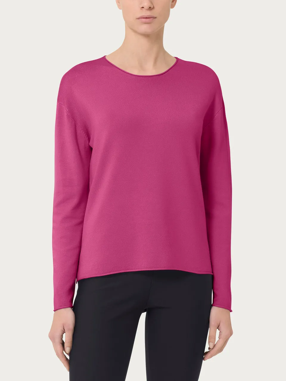 Ragno Four Seasons girocollo maglia donna rosso viola viscosa