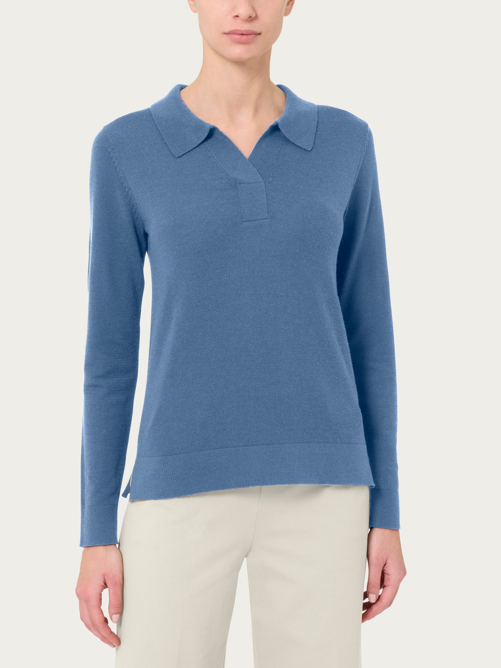 Ragno Merino Soft Polo maglia lana blu pura